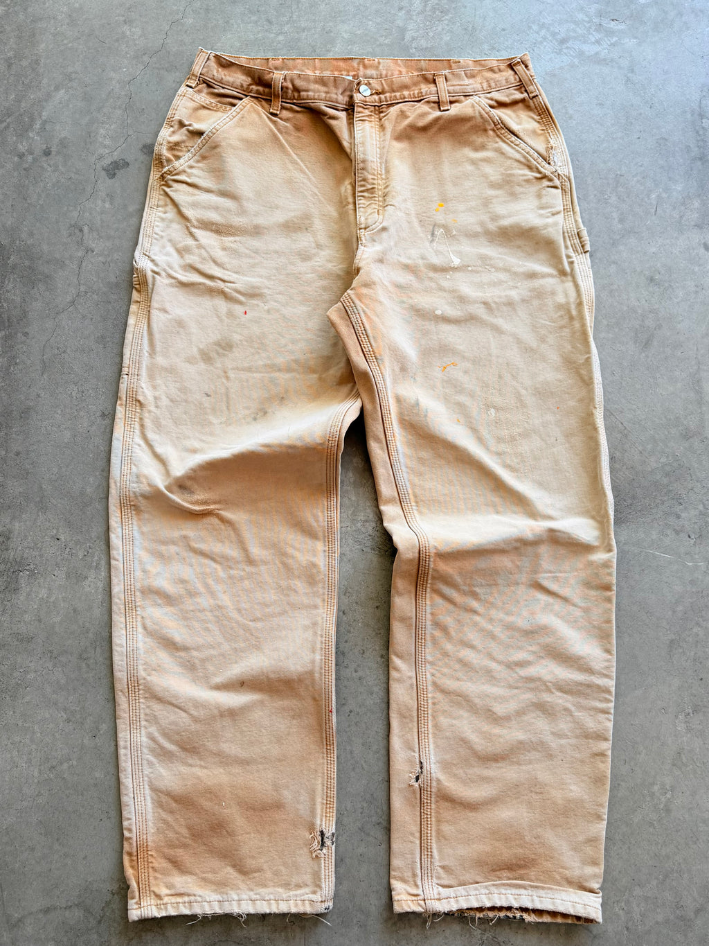 Carhartt tan flannel lined carpenter pants Sz 36