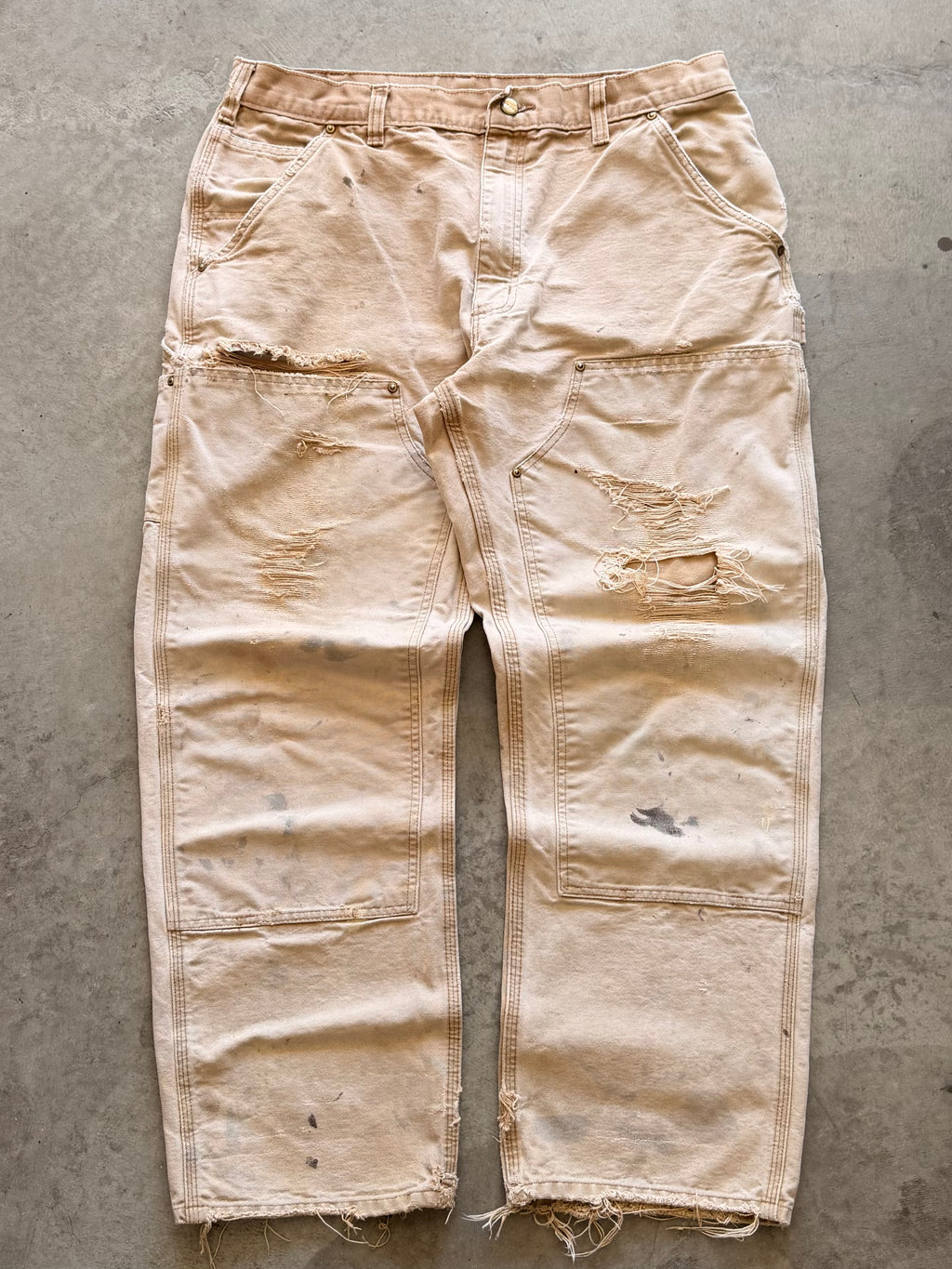 Carhartt tan distressed double knees Sz 36