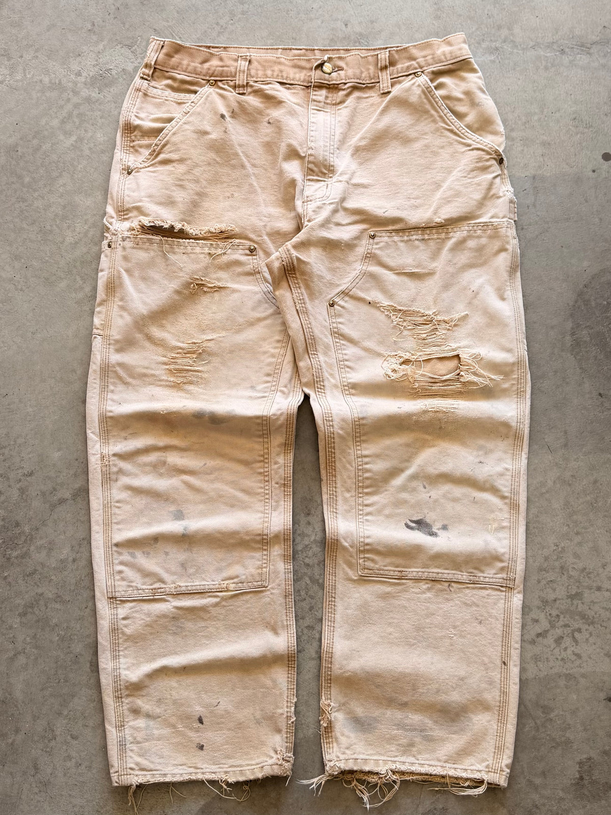 Carhartt tan distressed double knees Sz 36
