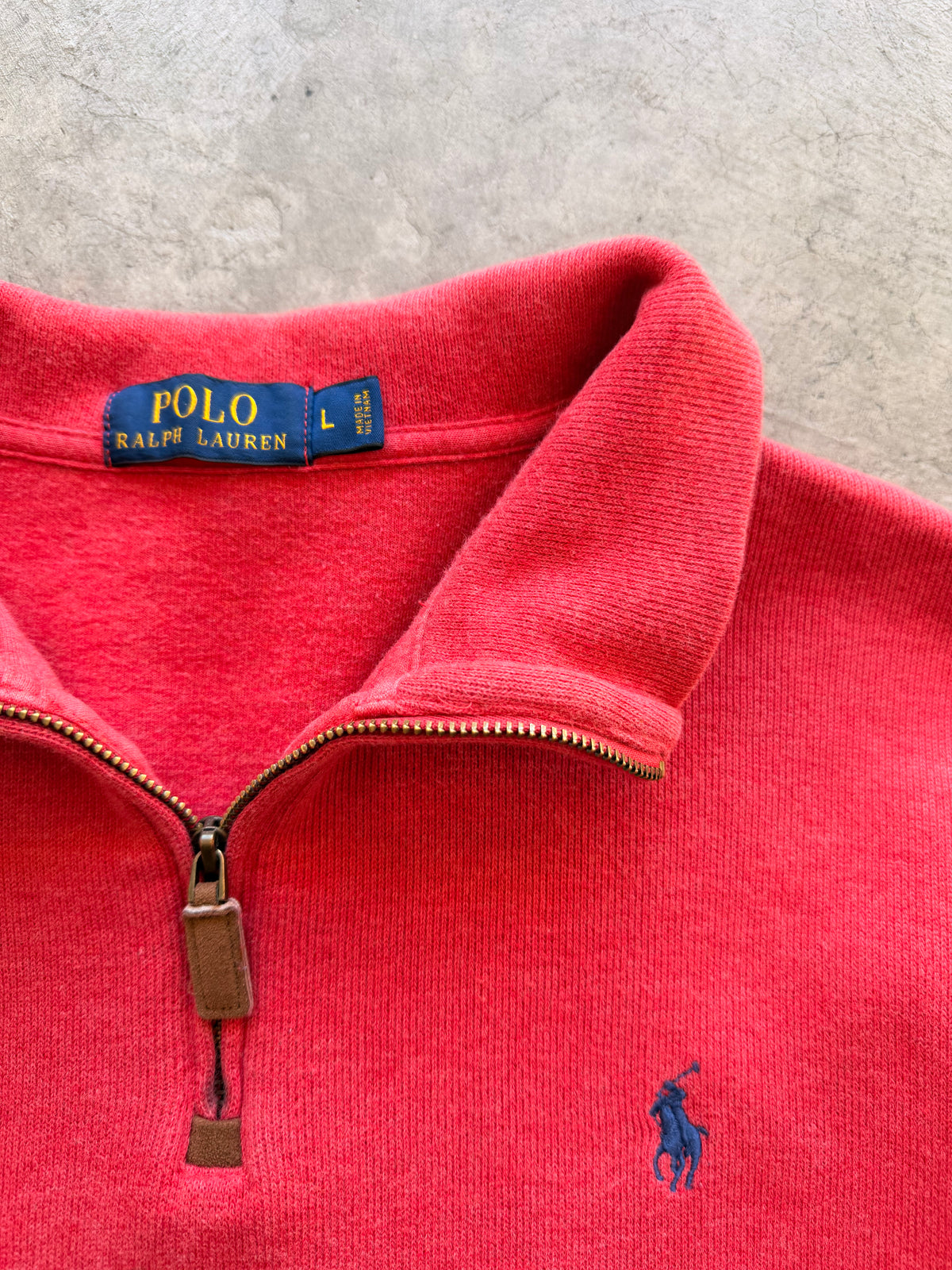 Red Polo quarter zip - L
