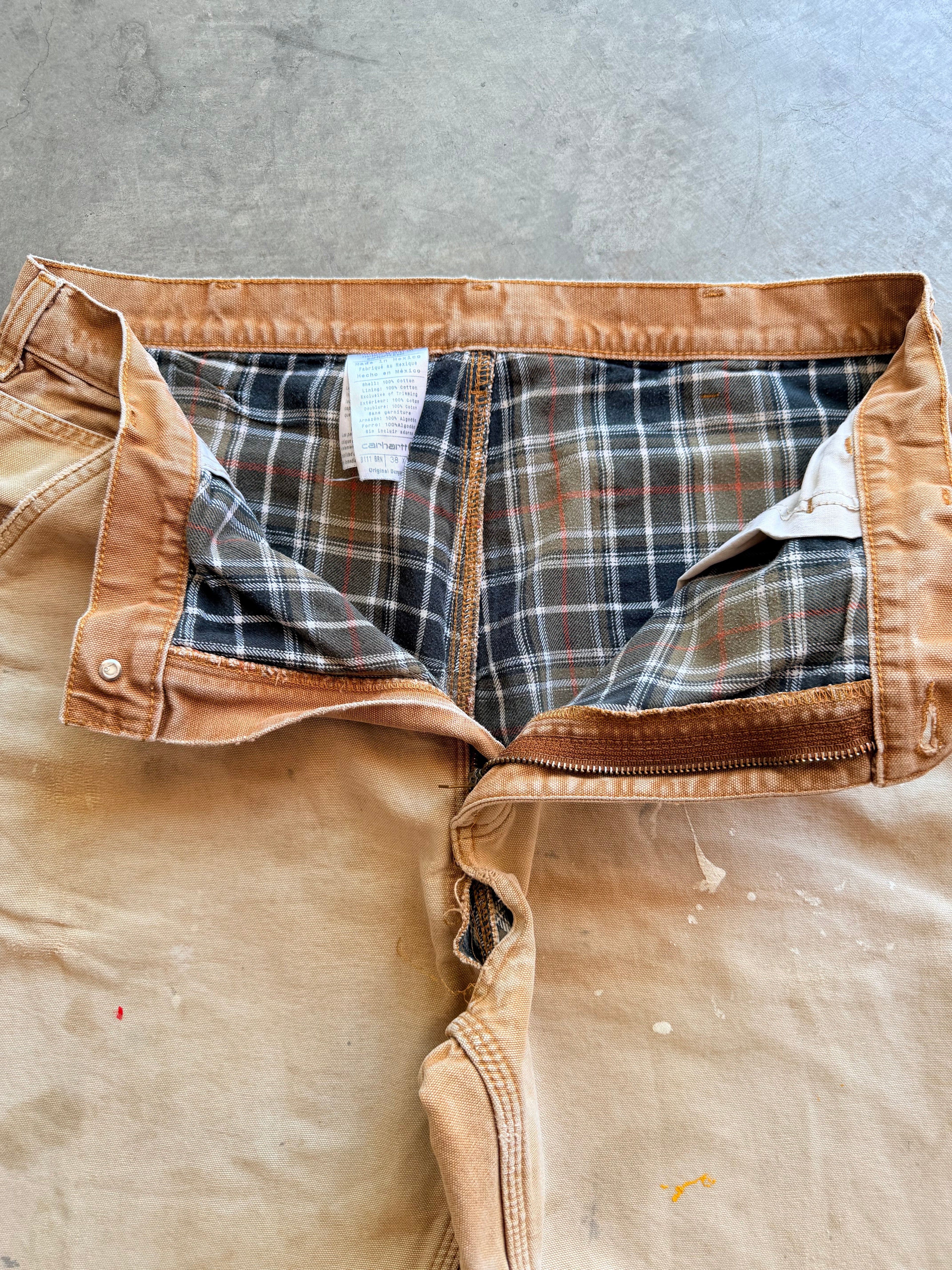 Carhartt tan flannel lined carpenter pants Sz 36