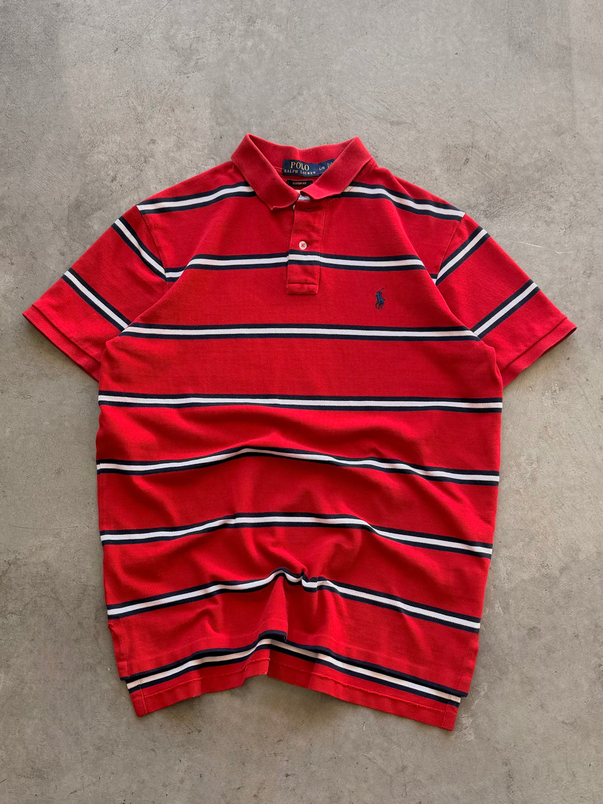 Red striped polo - M