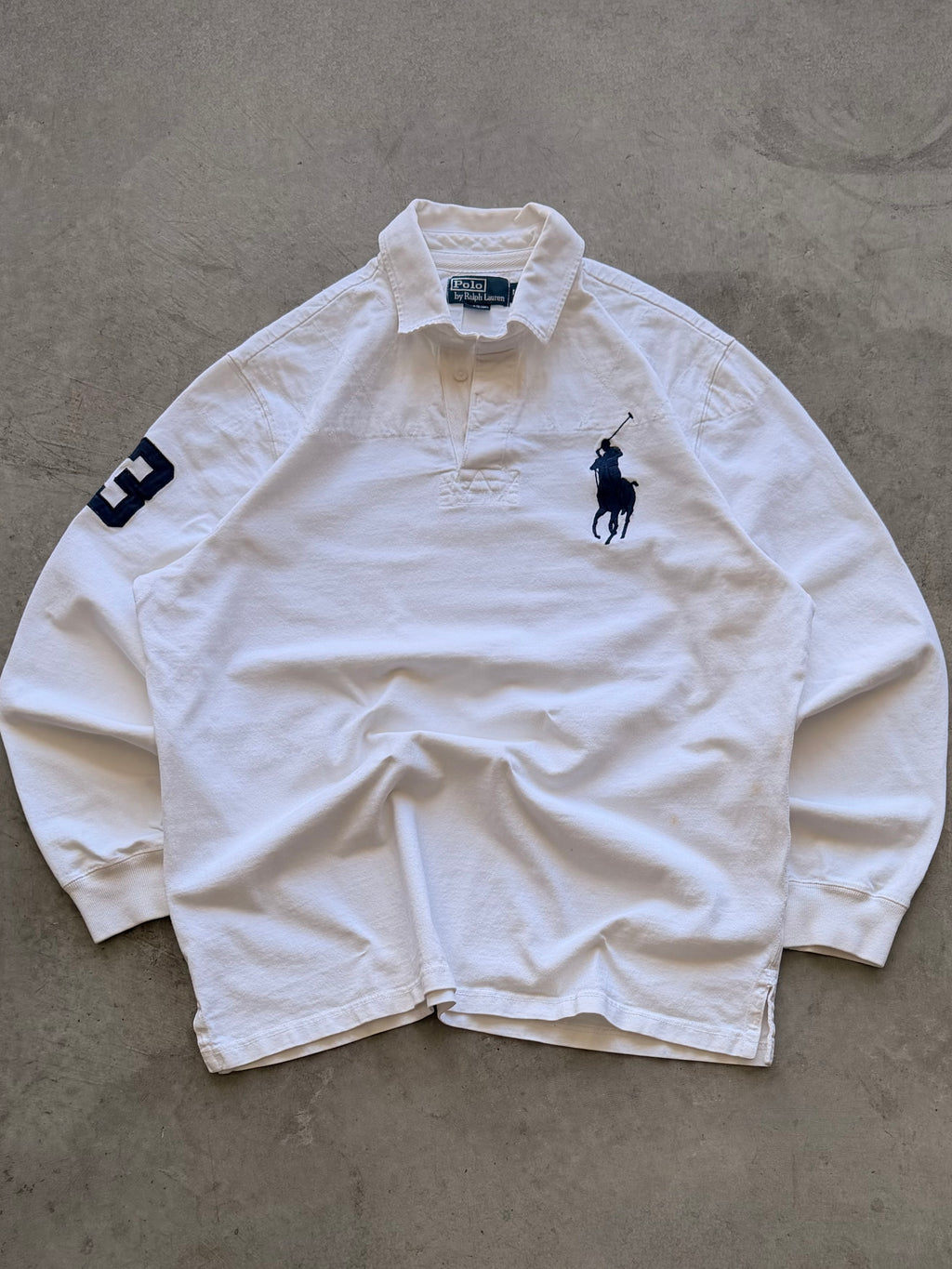 White Polo rugby long sleeve - L