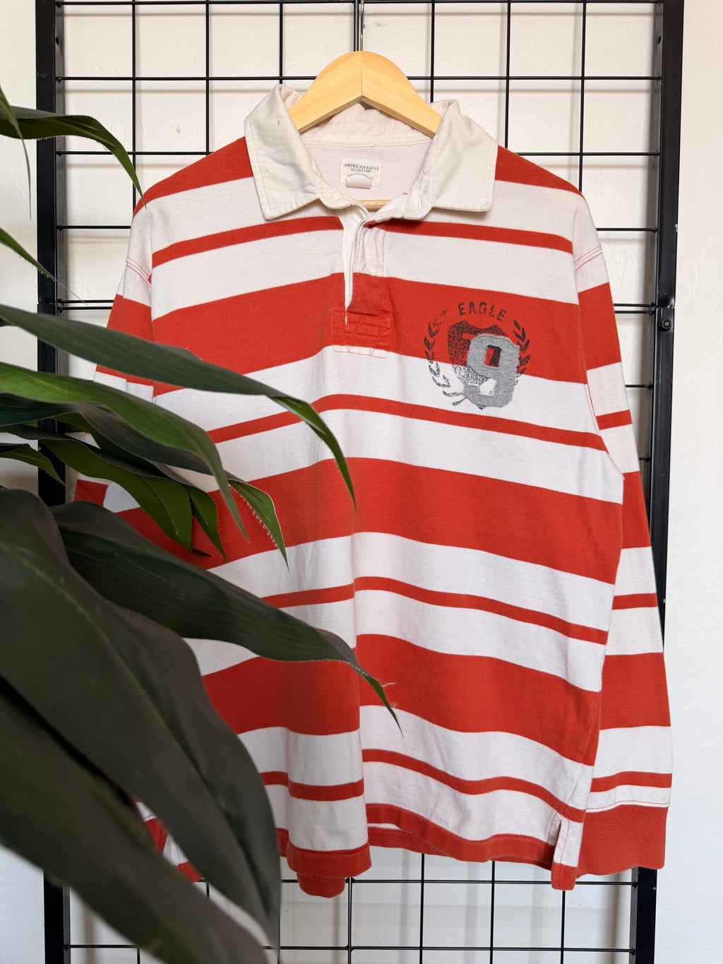 American Eagle striped rugby polo long sleeve - L
