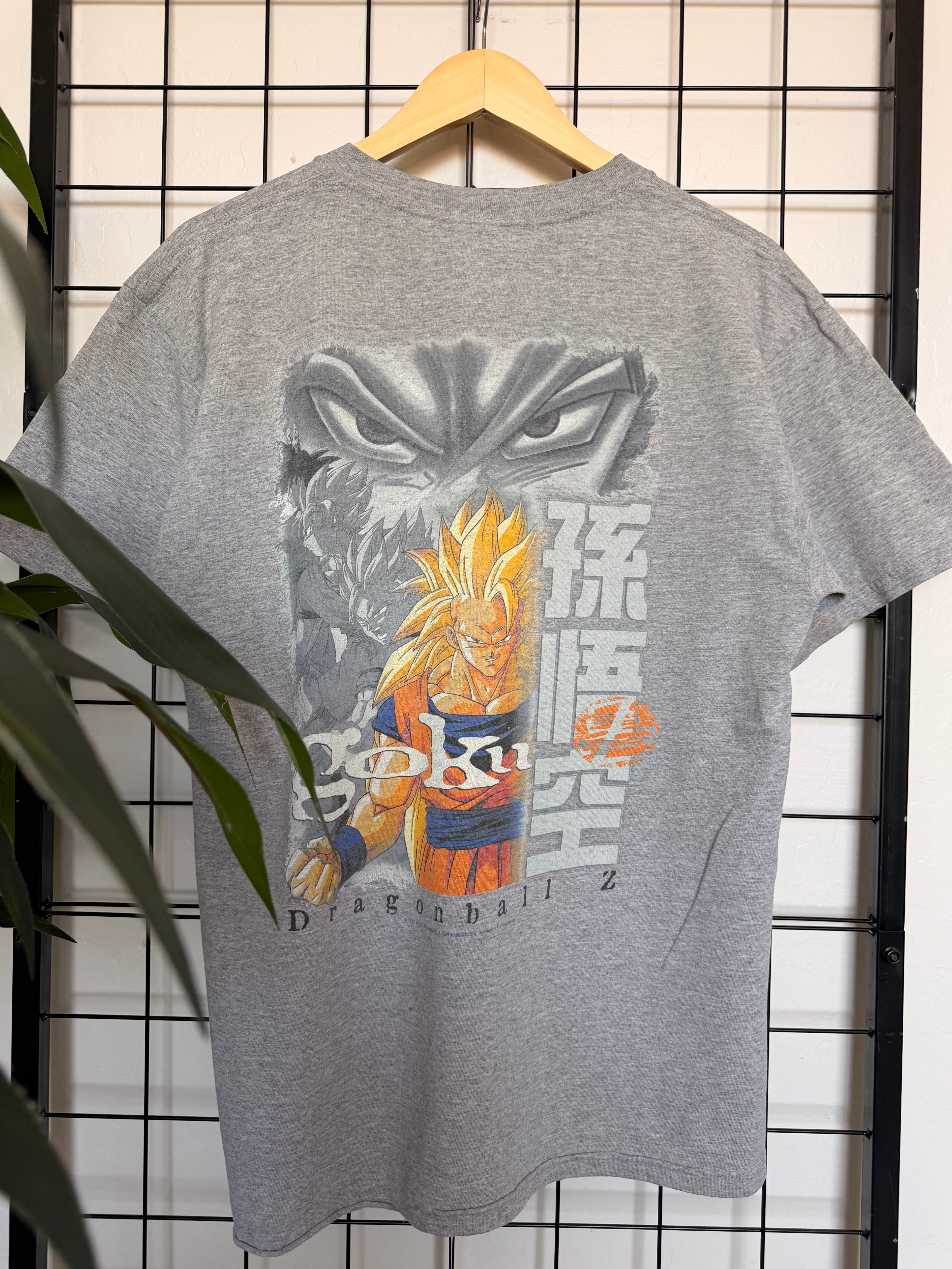 1998 DBZ Goku Super Saiyan 3 grey tee - L