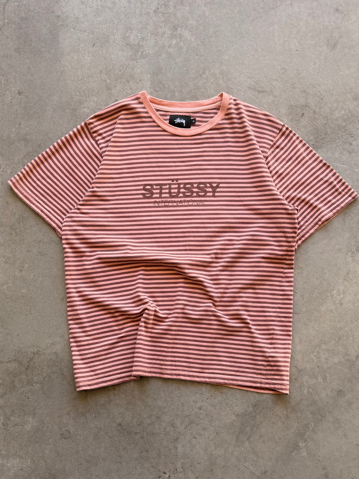 Stussy striped pink tee - M