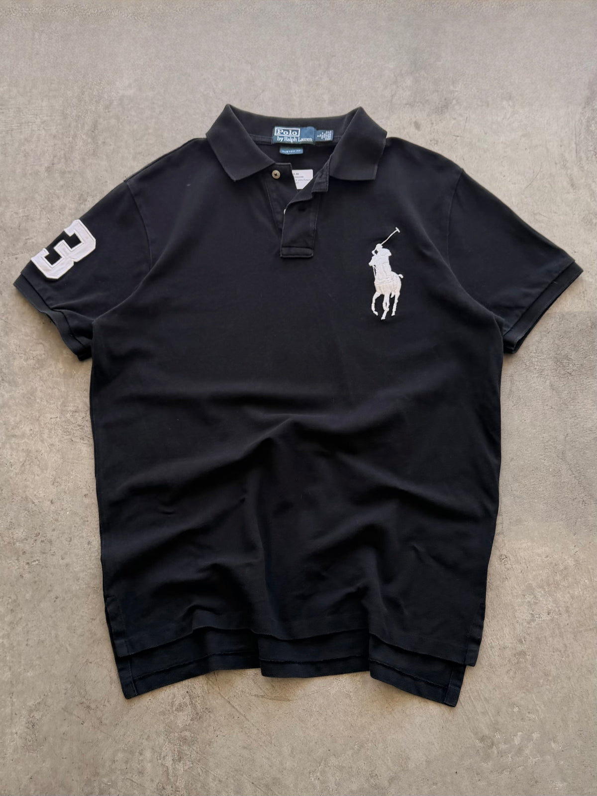Black big pony logo polo - L