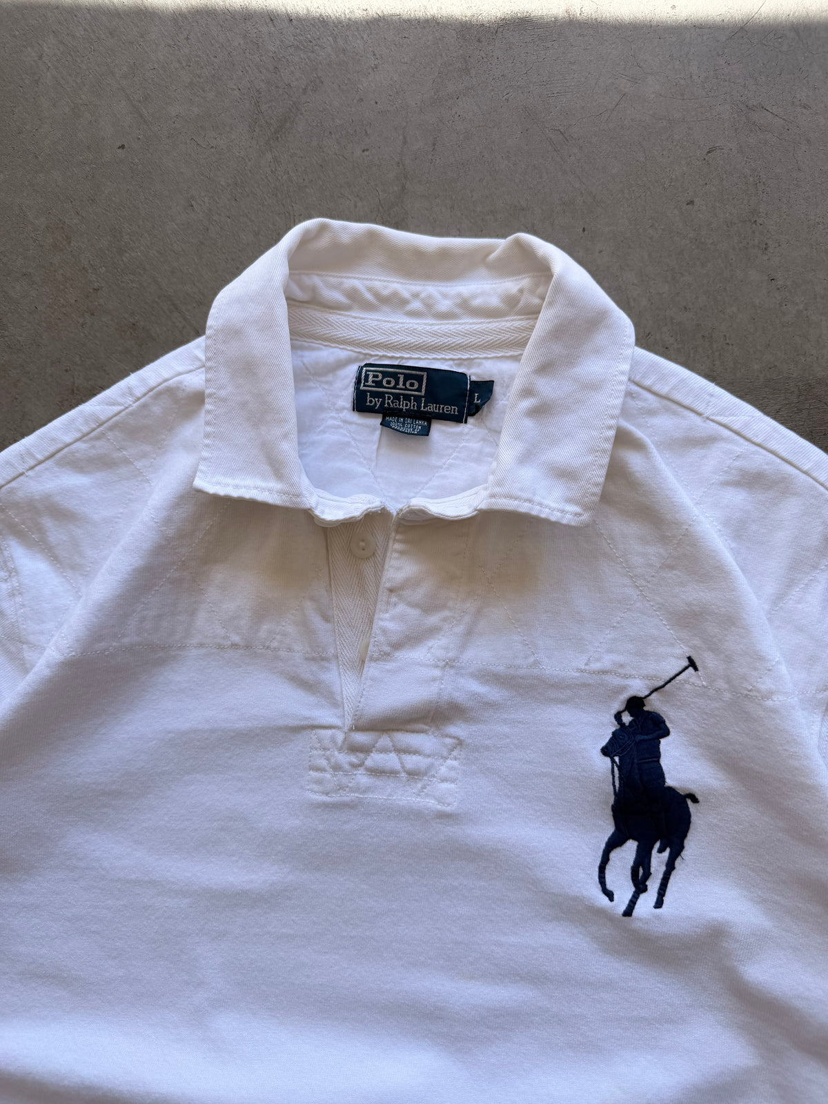 White Polo rugby long sleeve - L