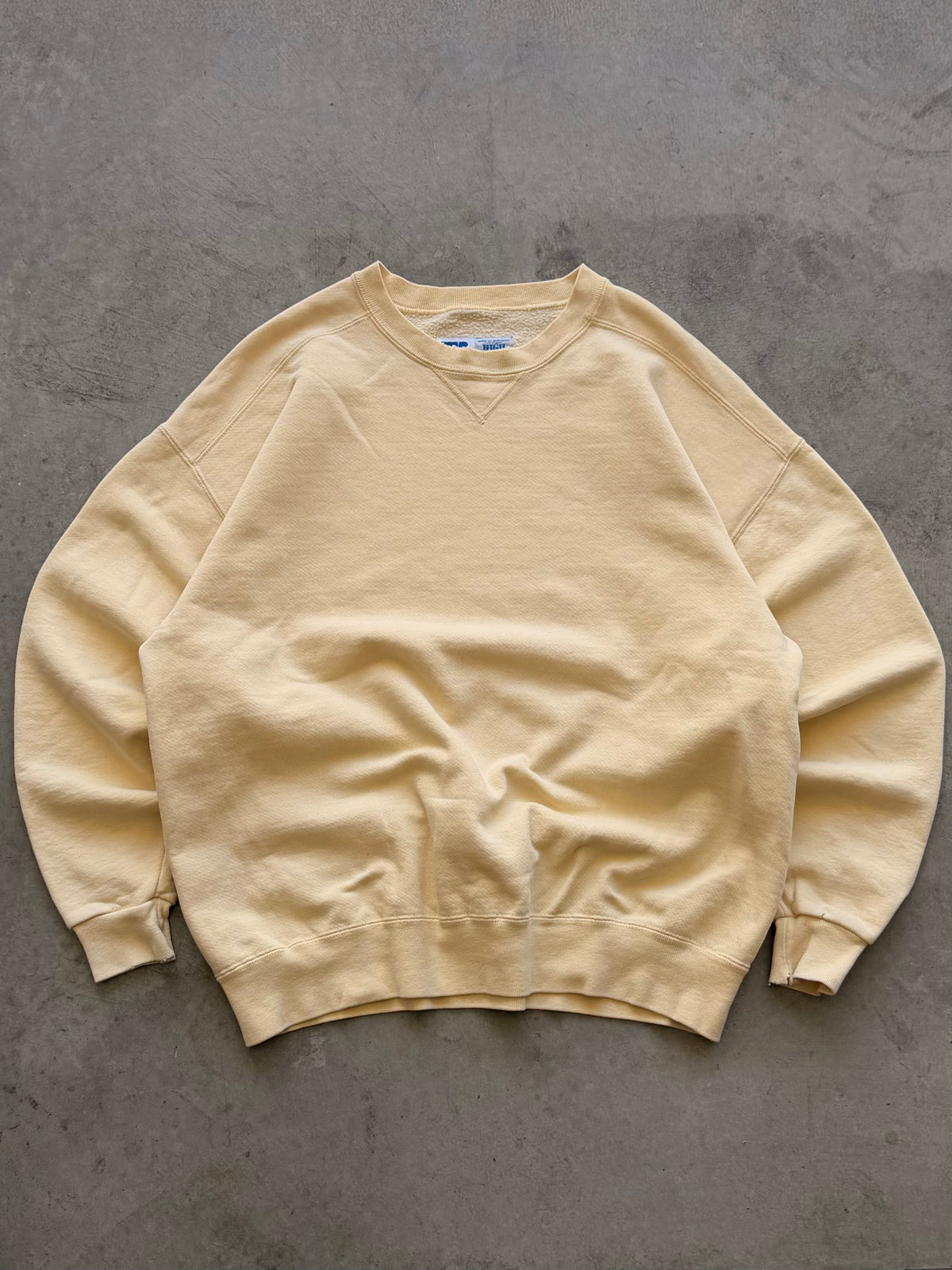 90s Russell yellow blank crewneck - L