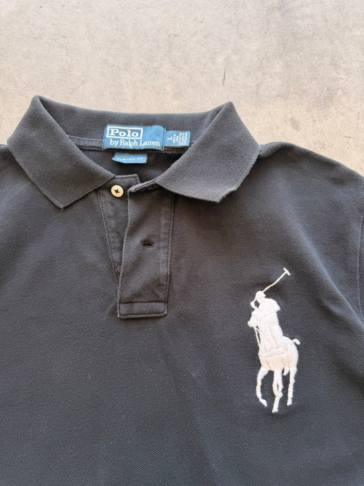 Black big pony logo polo - L
