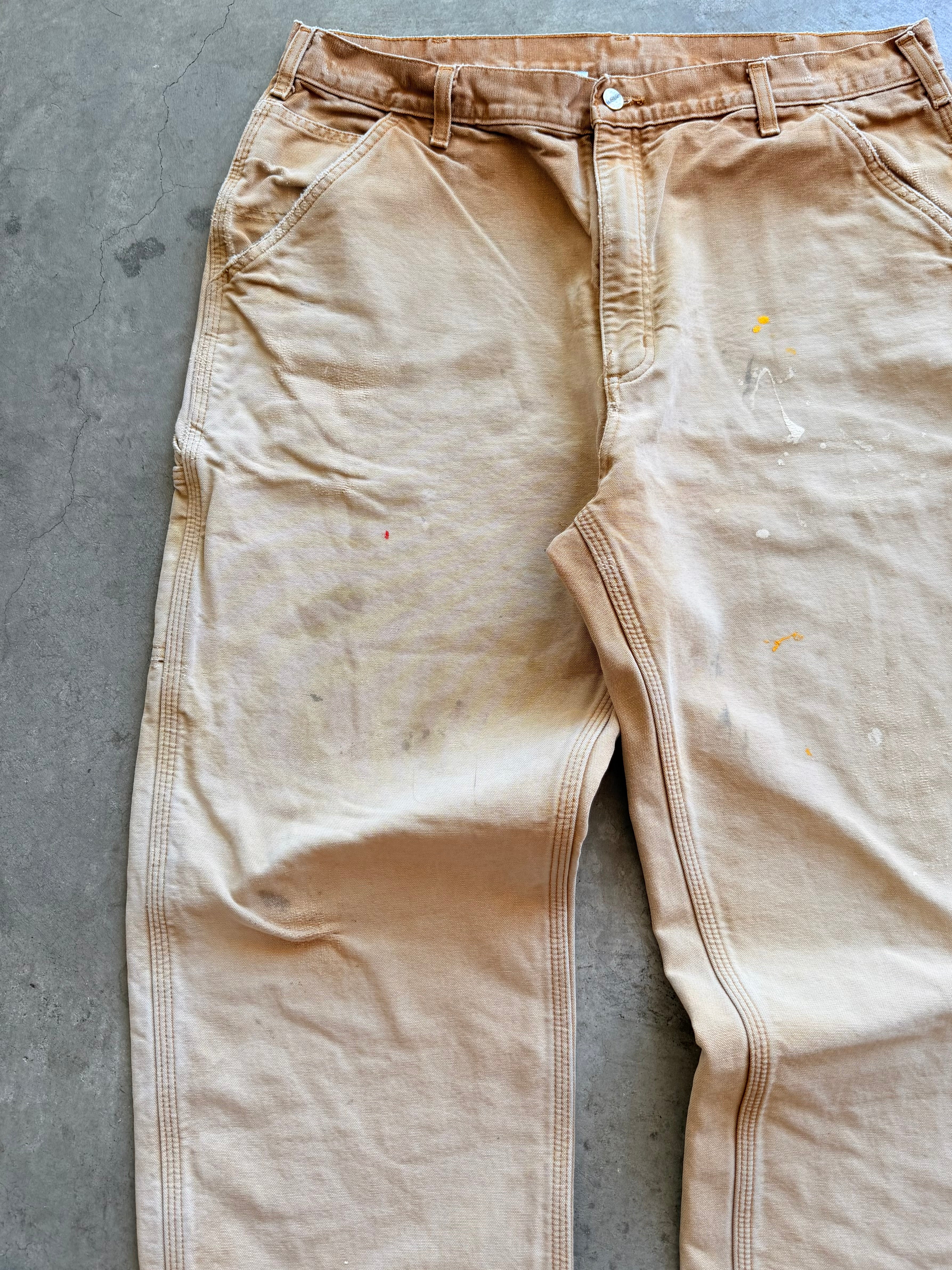Carhartt tan flannel lined carpenter pants Sz 36