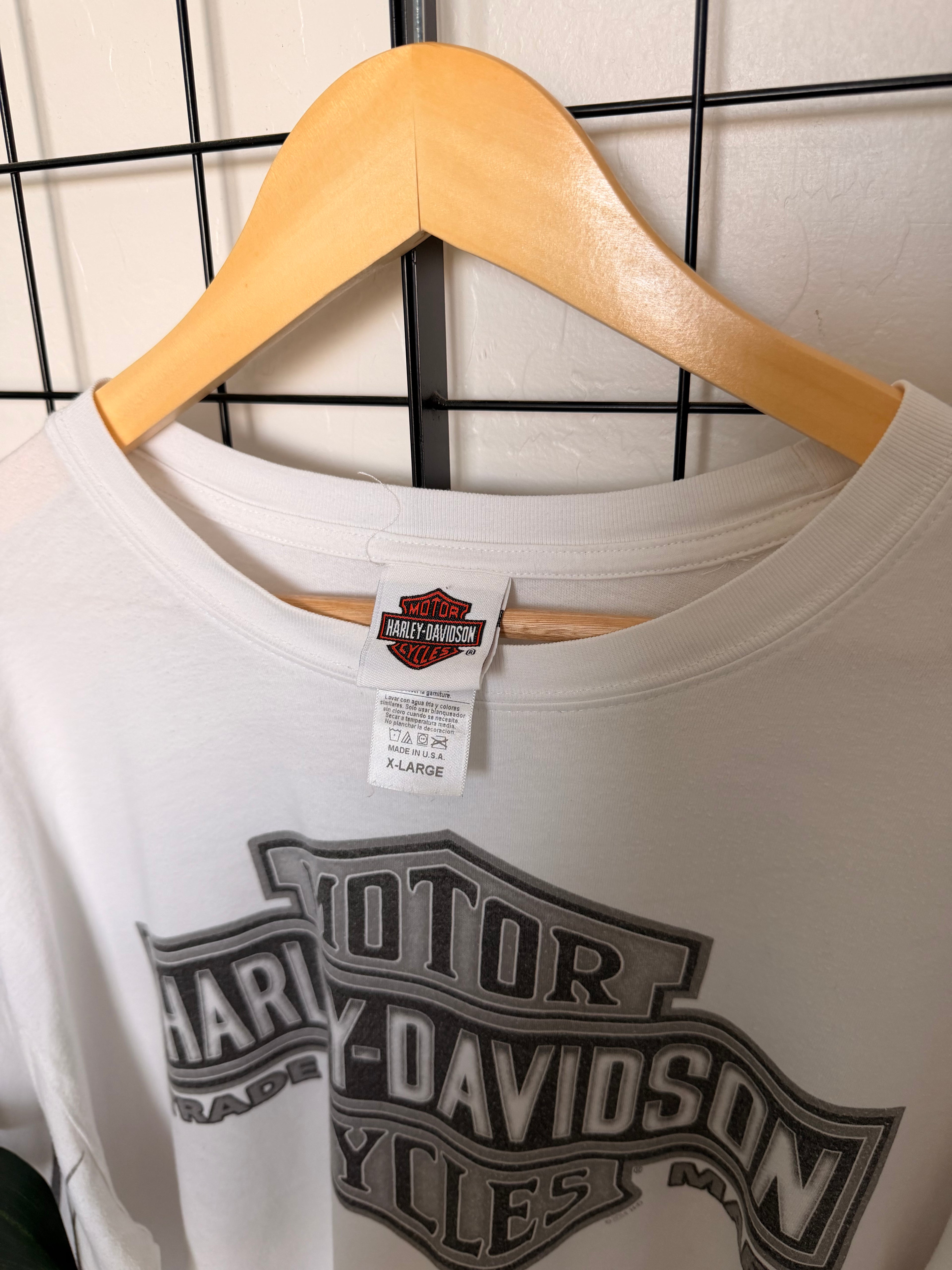 2014 Harley Davidson flame and skull long sleeve tee - XL