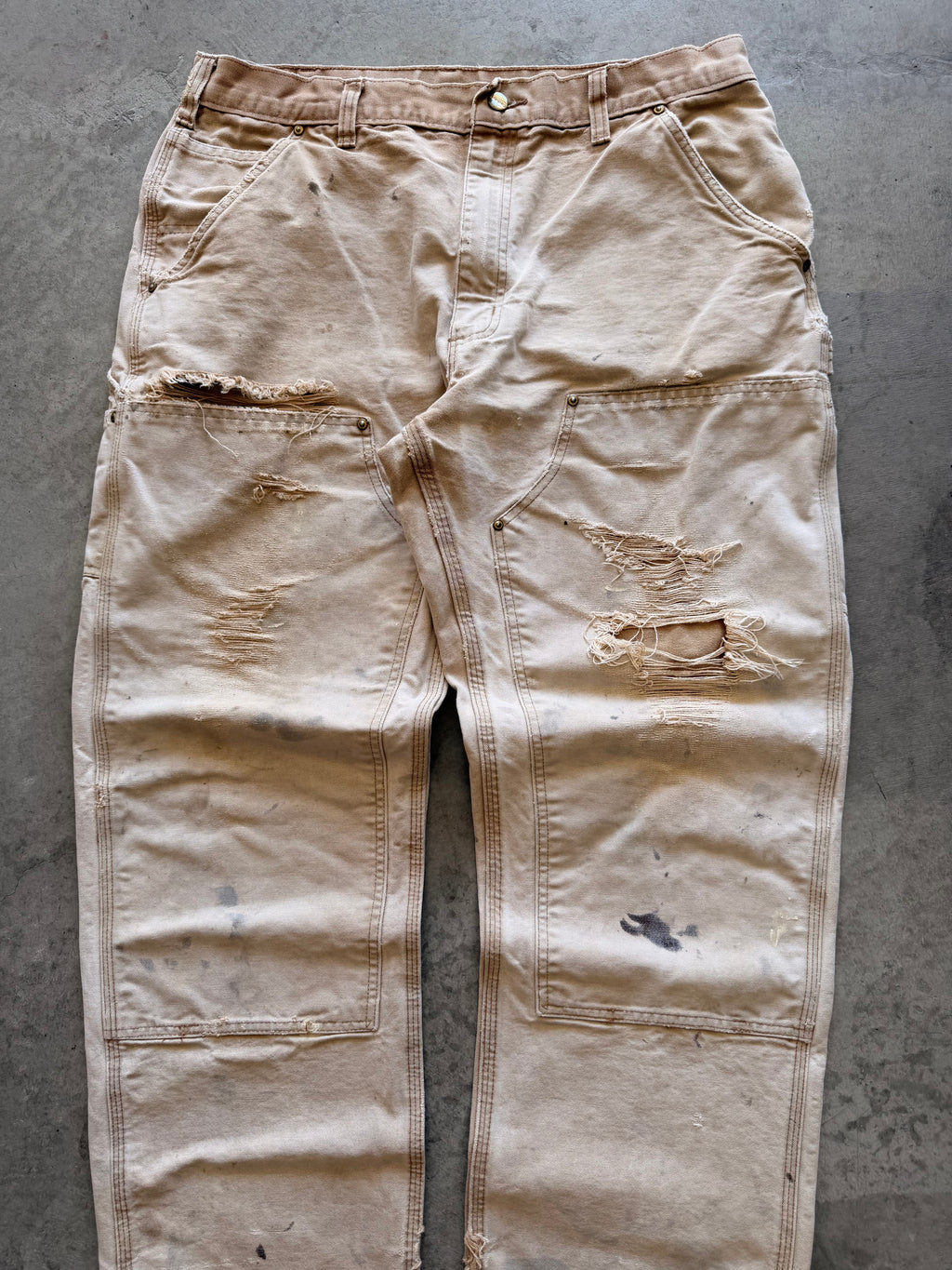 Carhartt tan distressed double knees Sz 36