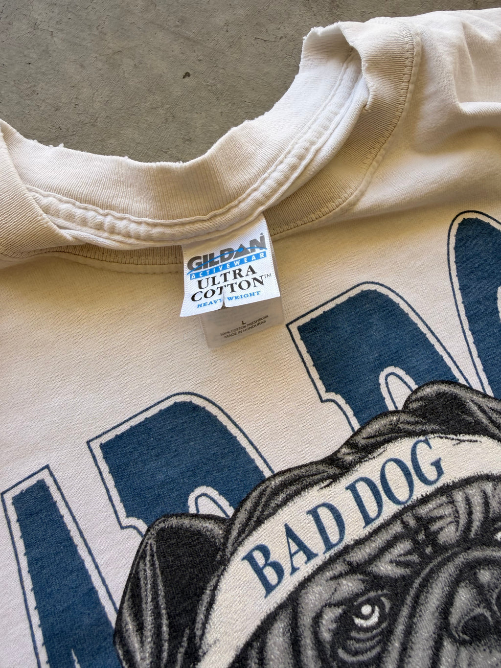 Bulldog bad dog white tee - L