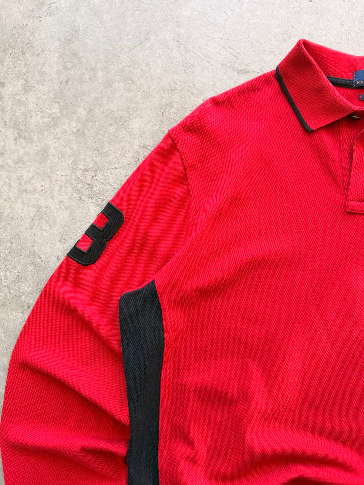 Red big pony long sleeve polo - XL