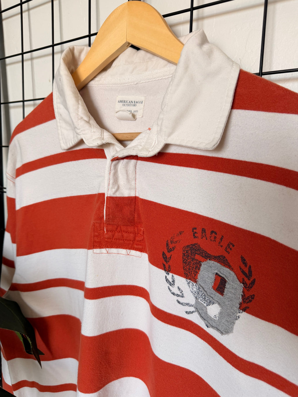 American Eagle striped rugby polo long sleeve - L