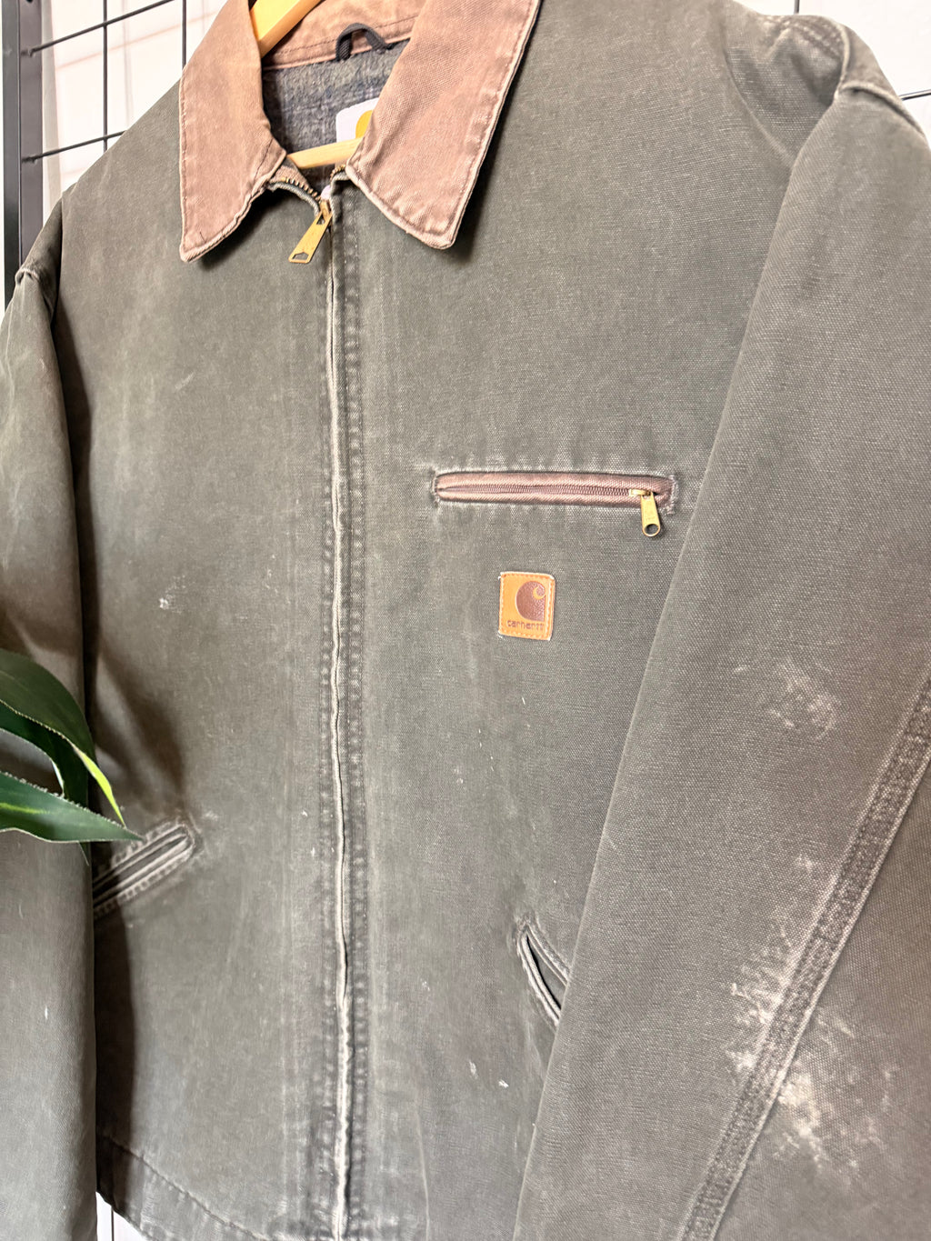 2003 J97 Carhartt Detroit moss green blanket lined jacket - 2XL