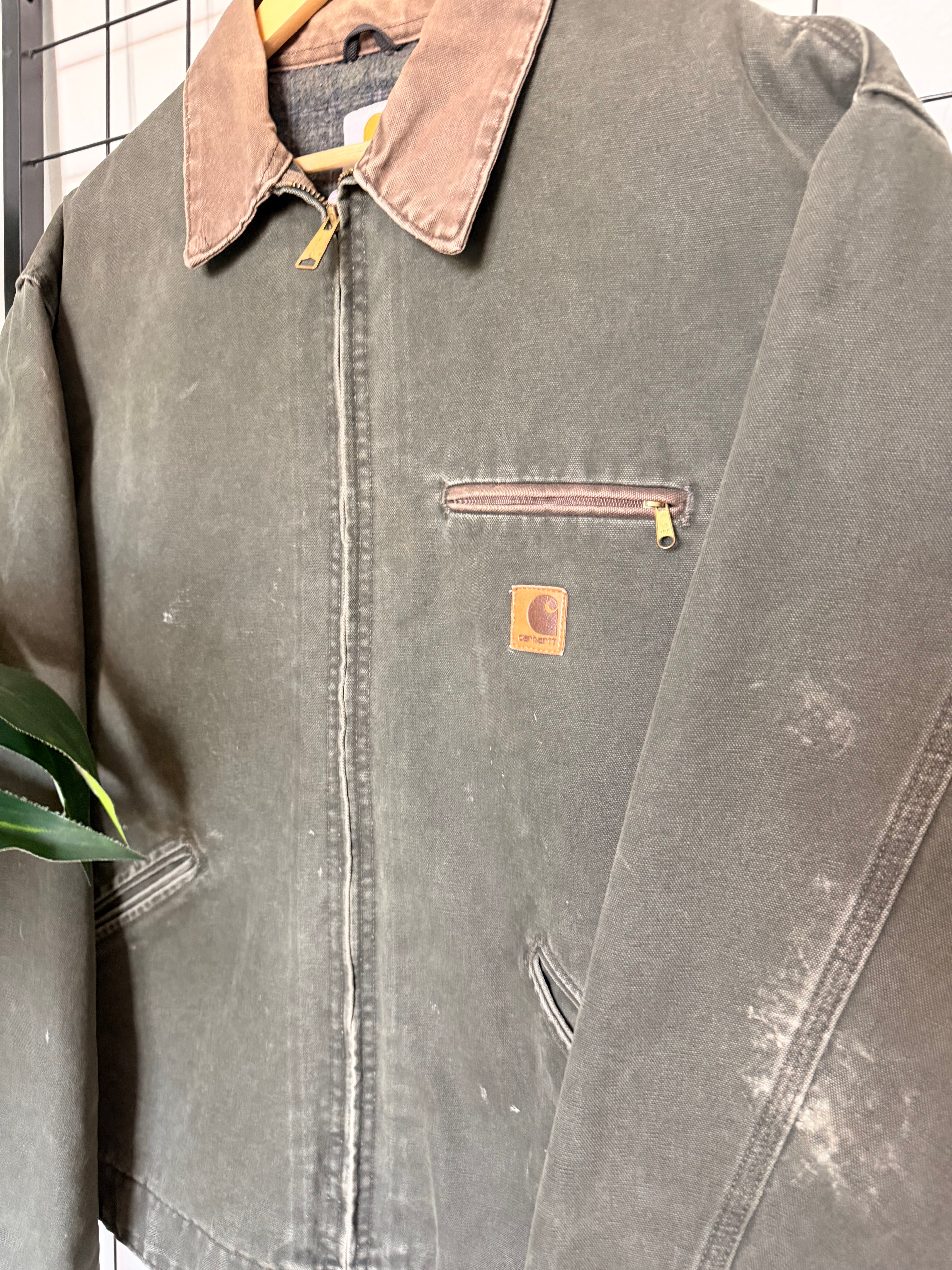 2003 J97 Carhartt Detroit moss green blanket lined jacket - 2XL