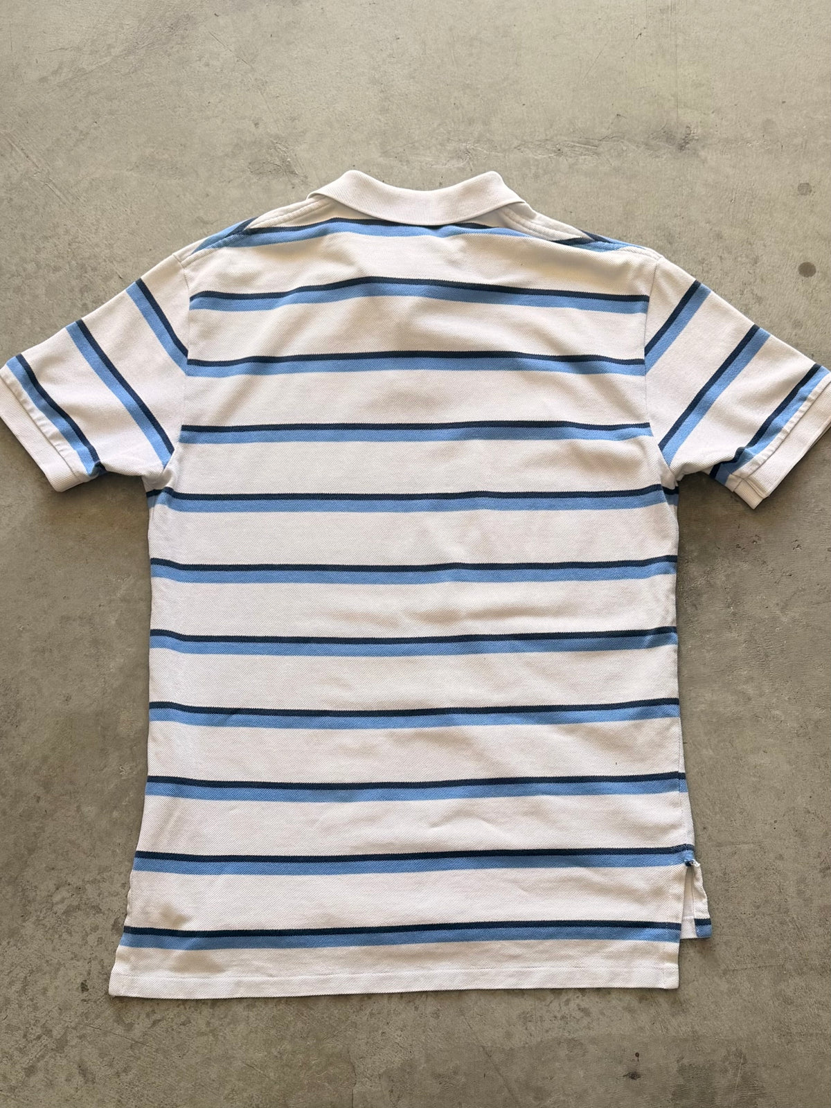 White and blue striped Polo - M