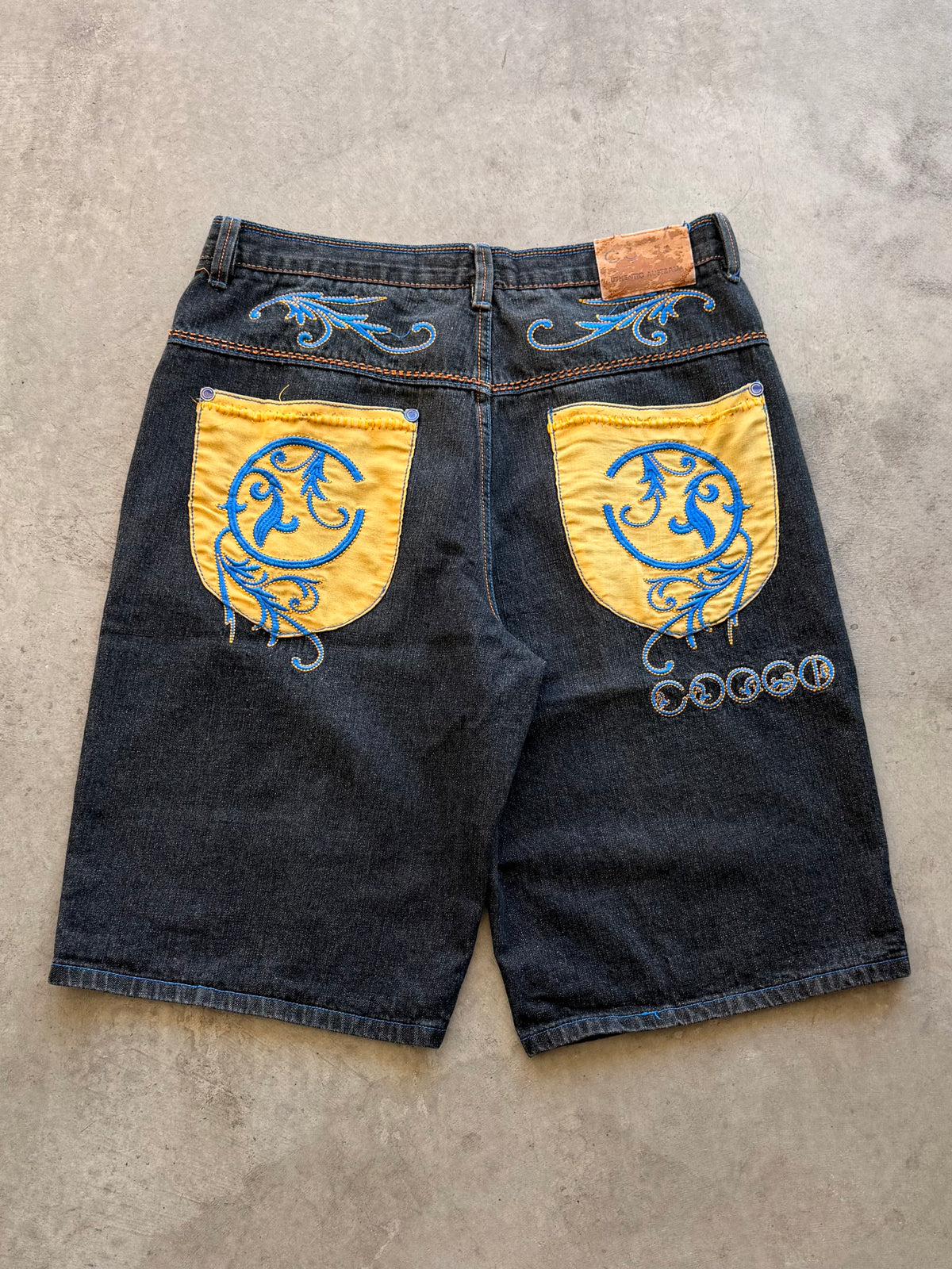 y2k Coogi blue embroidered shorts Sz 38