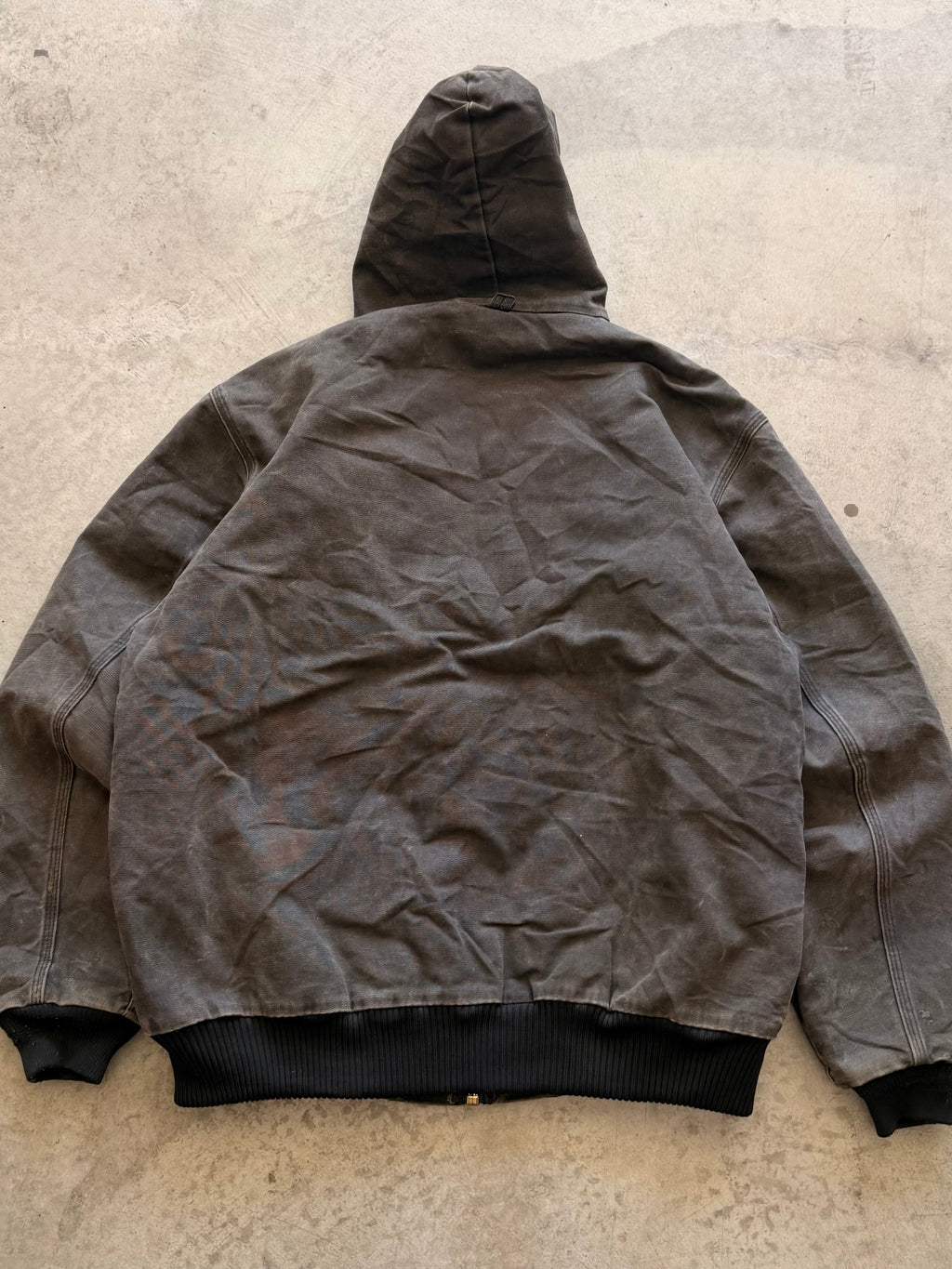 00s black faded hooded Carhartt jacket - XL