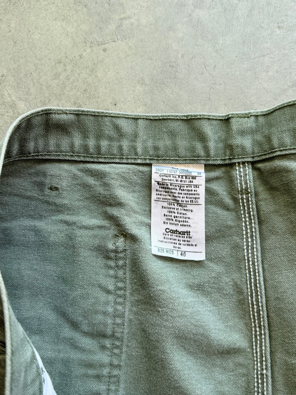 Carhartt Moss Green carpenter shorts Sz 40
