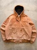 Tan distressed carhartt hooded jacket - L