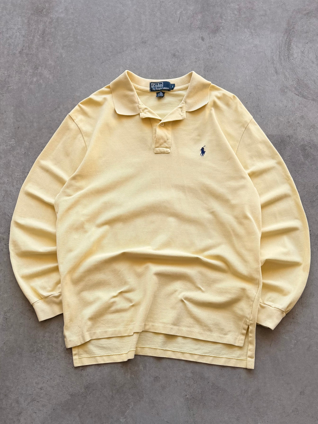 Yellow long sleeve Polo - L