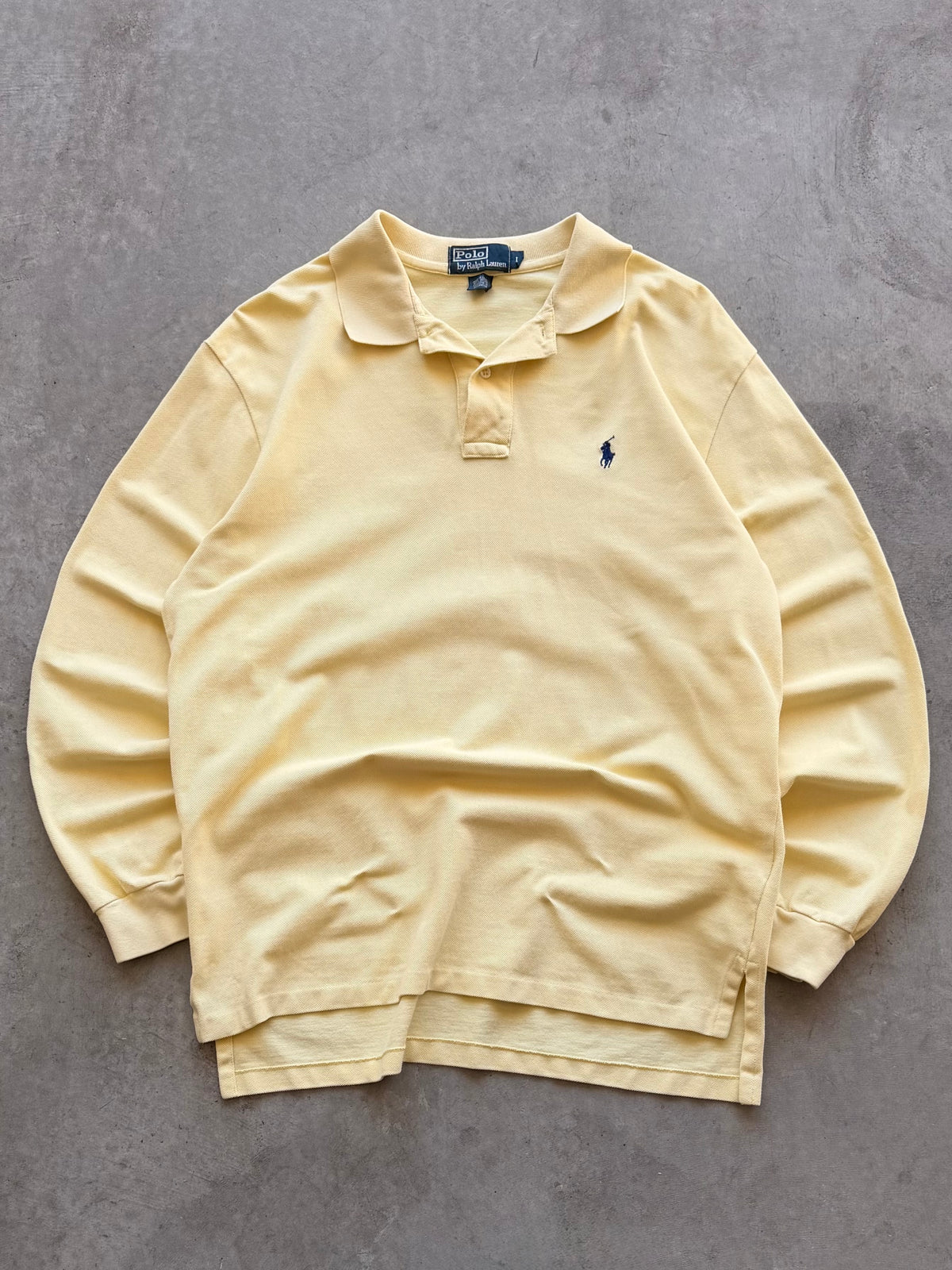 Yellow long sleeve Polo - L