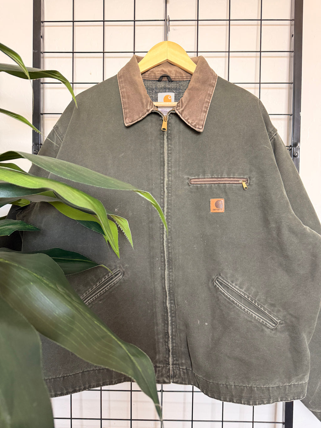2003 J97 Carhartt Detroit moss green blanket lined jacket - 2XL