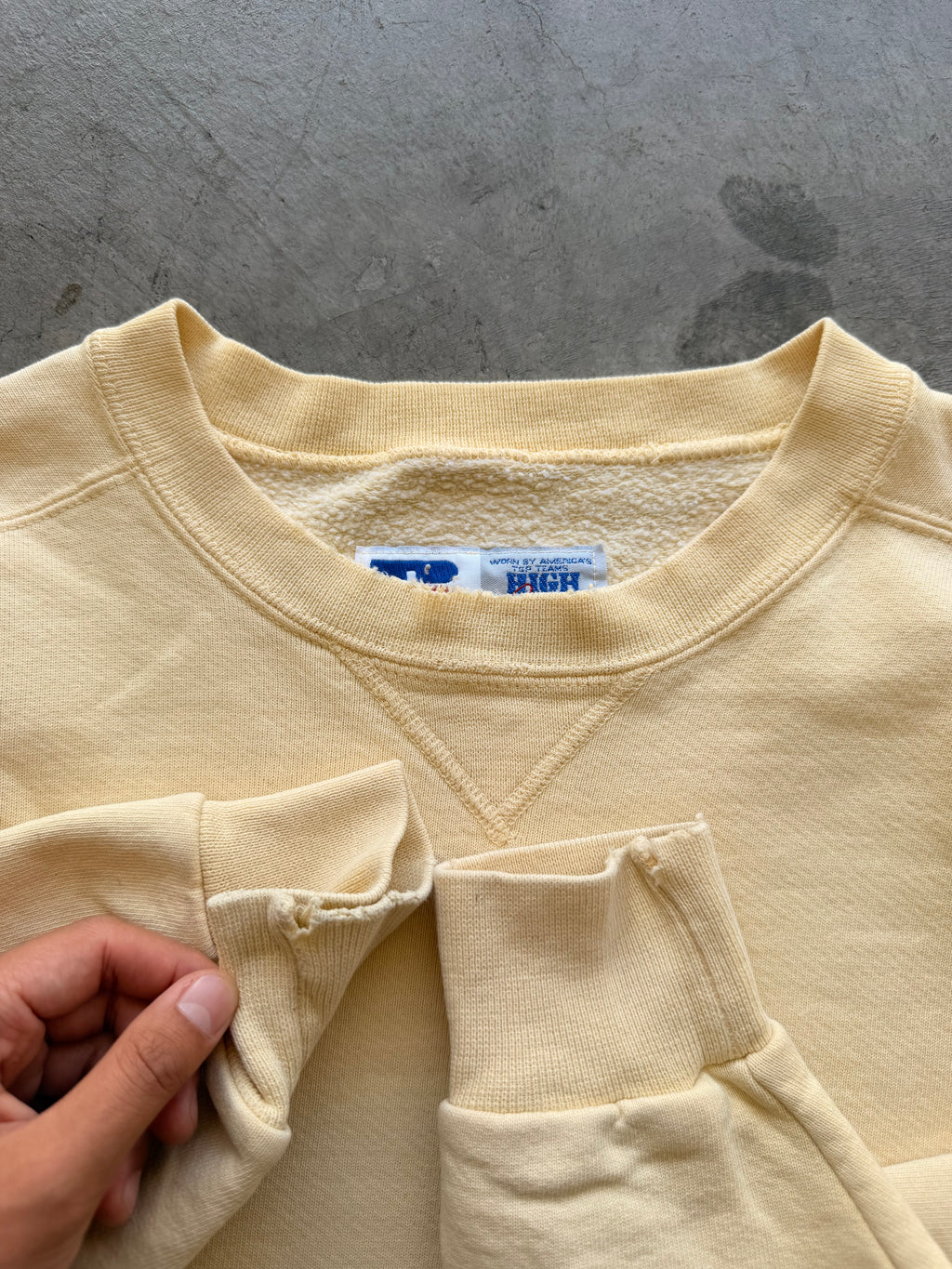 90s Russell yellow blank crewneck - L