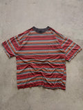 90s Striped red tee - L