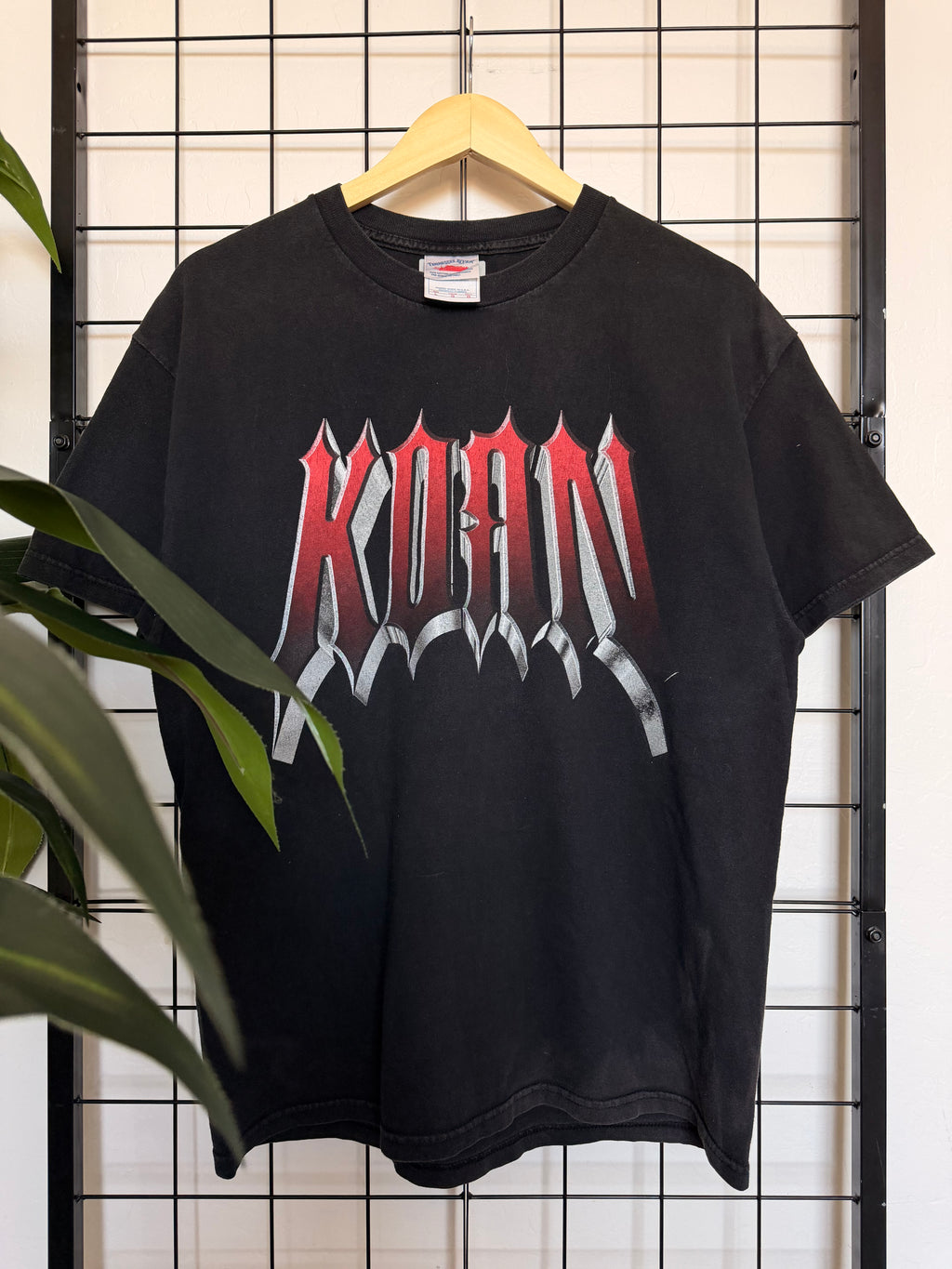 90s Korn black band tee - L