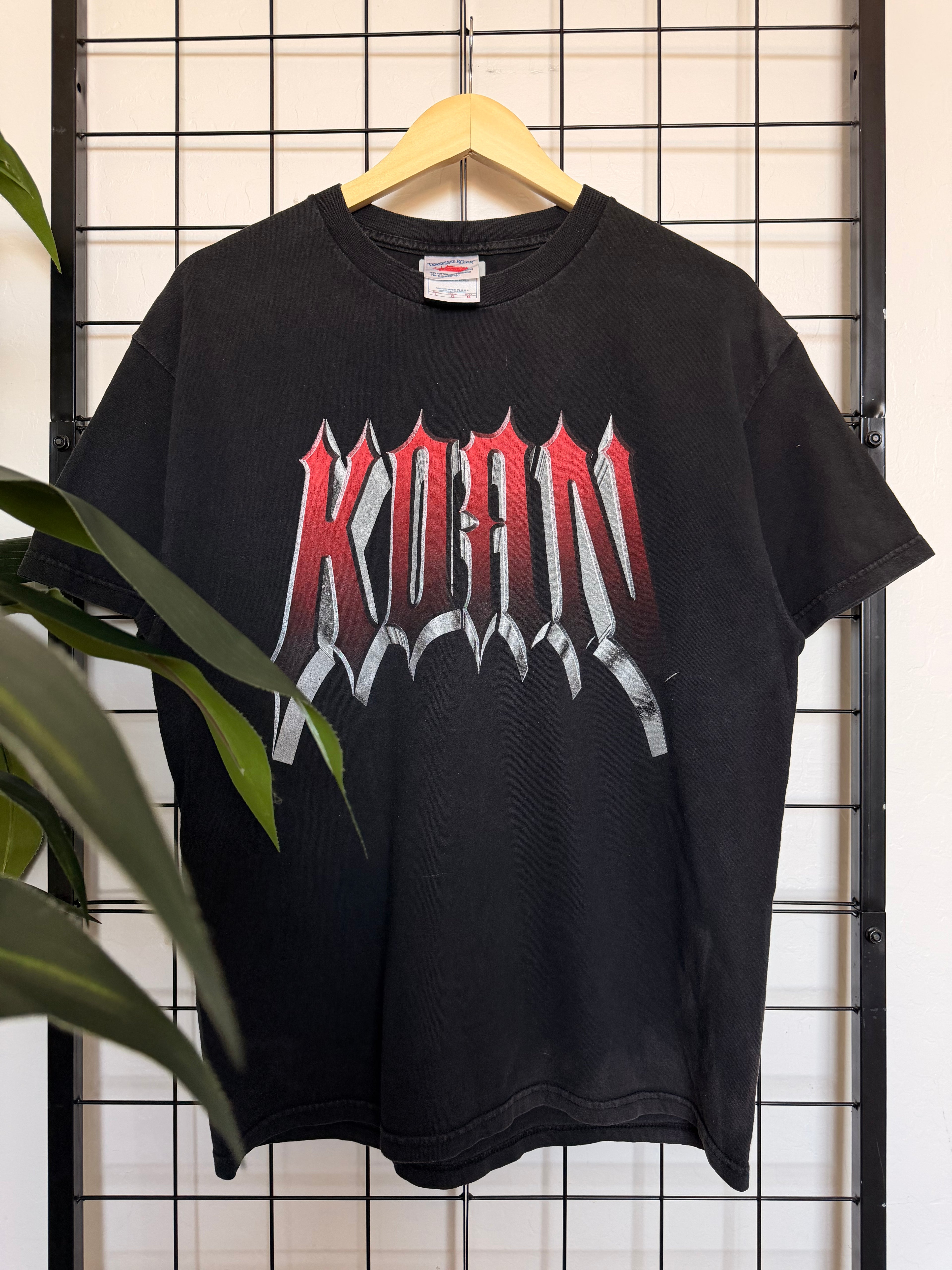 90s Korn black band tee - L