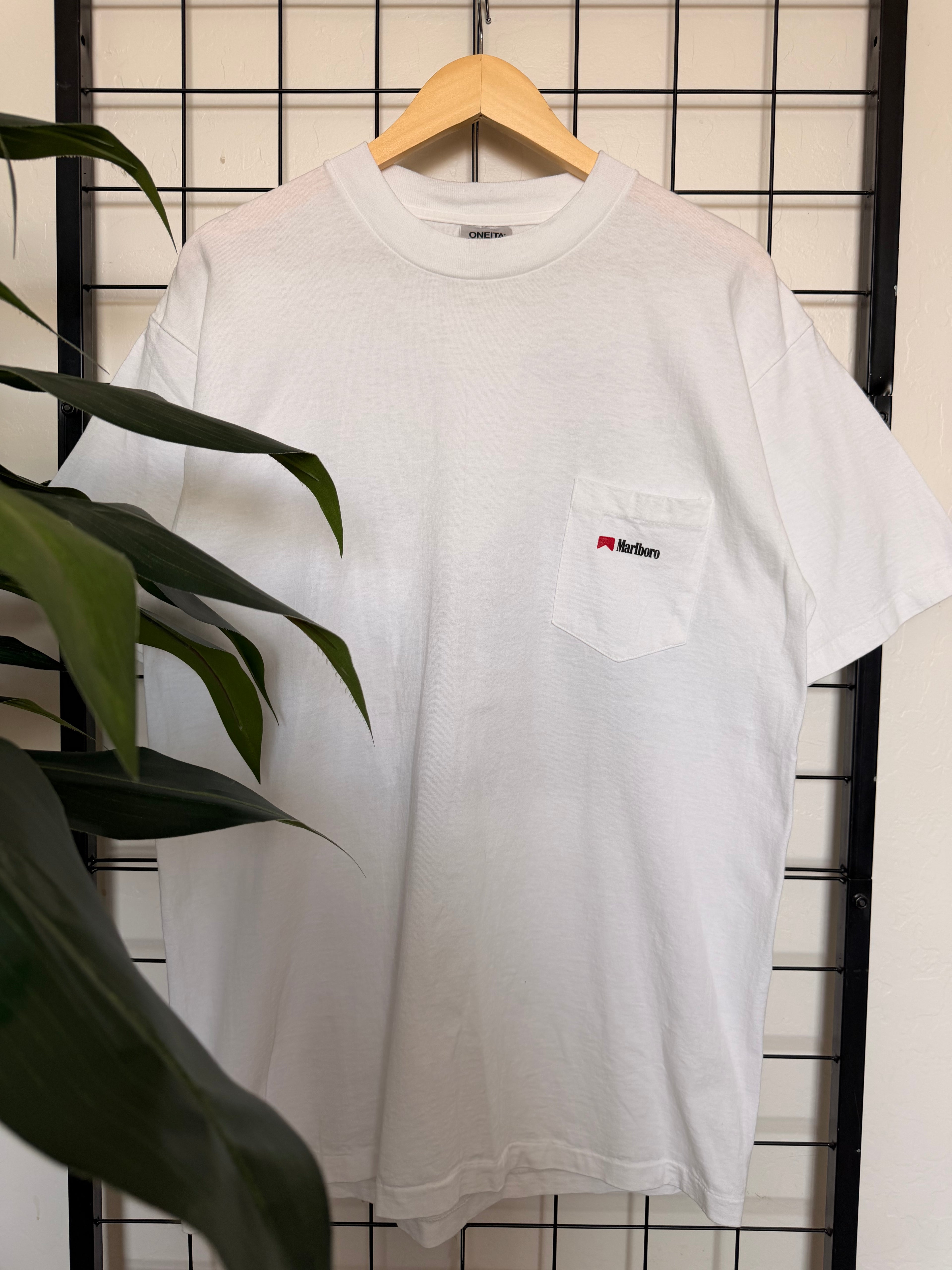 Vintage Marlboro 90s cowboy white tee -XL