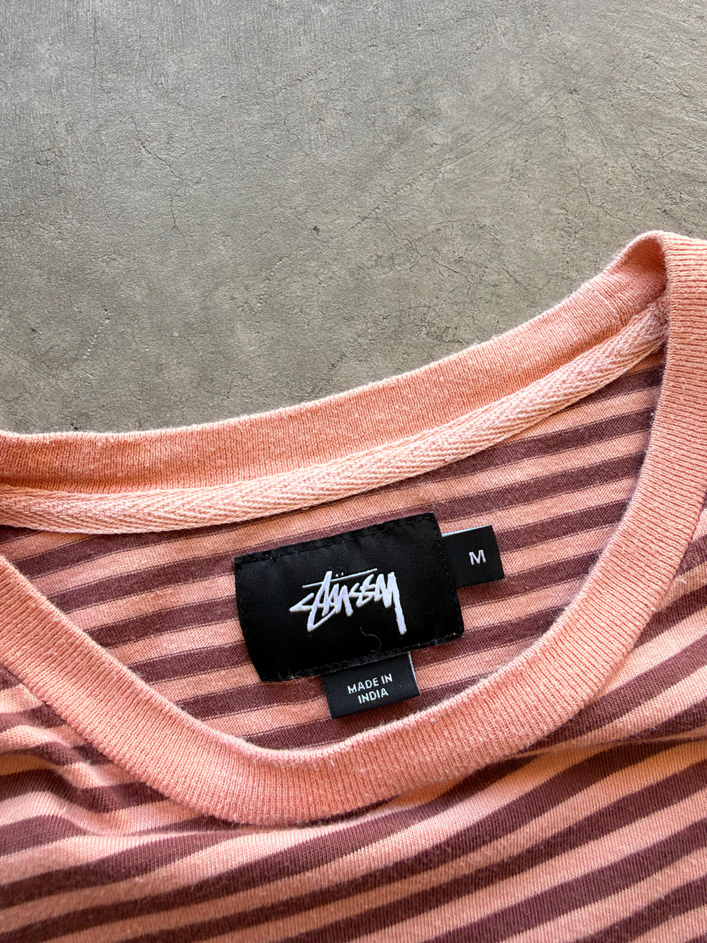 Stussy striped pink tee - M