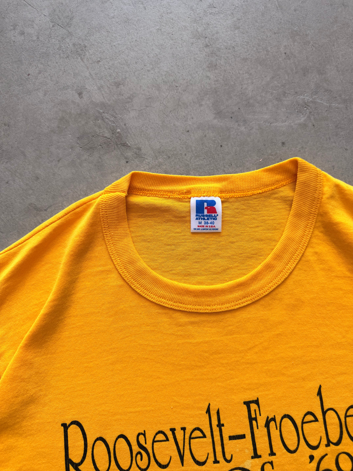 80s Roosevelt yellow tee - M