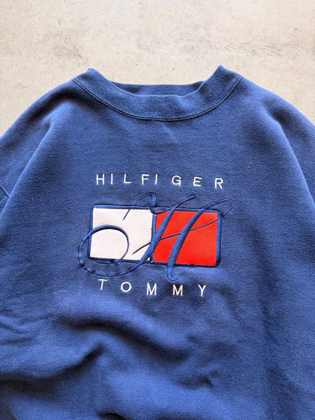 Y2K Tommy Hilfiger blue crewneck - XL