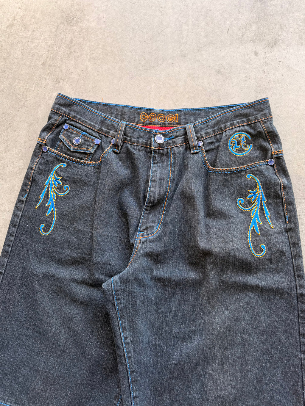 y2k Coogi blue embroidered shorts Sz 38
