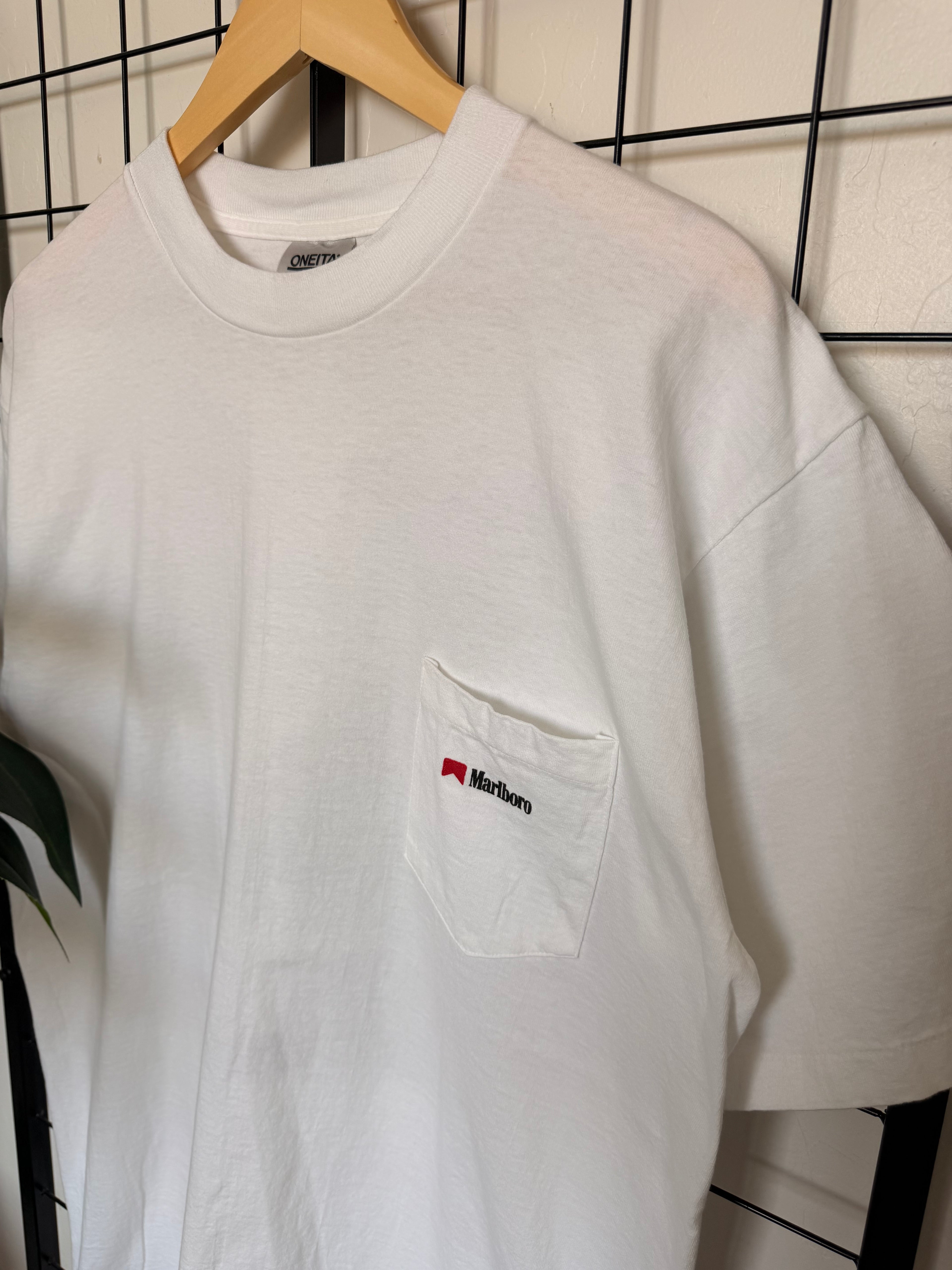 Vintage Marlboro 90s cowboy white tee -XL