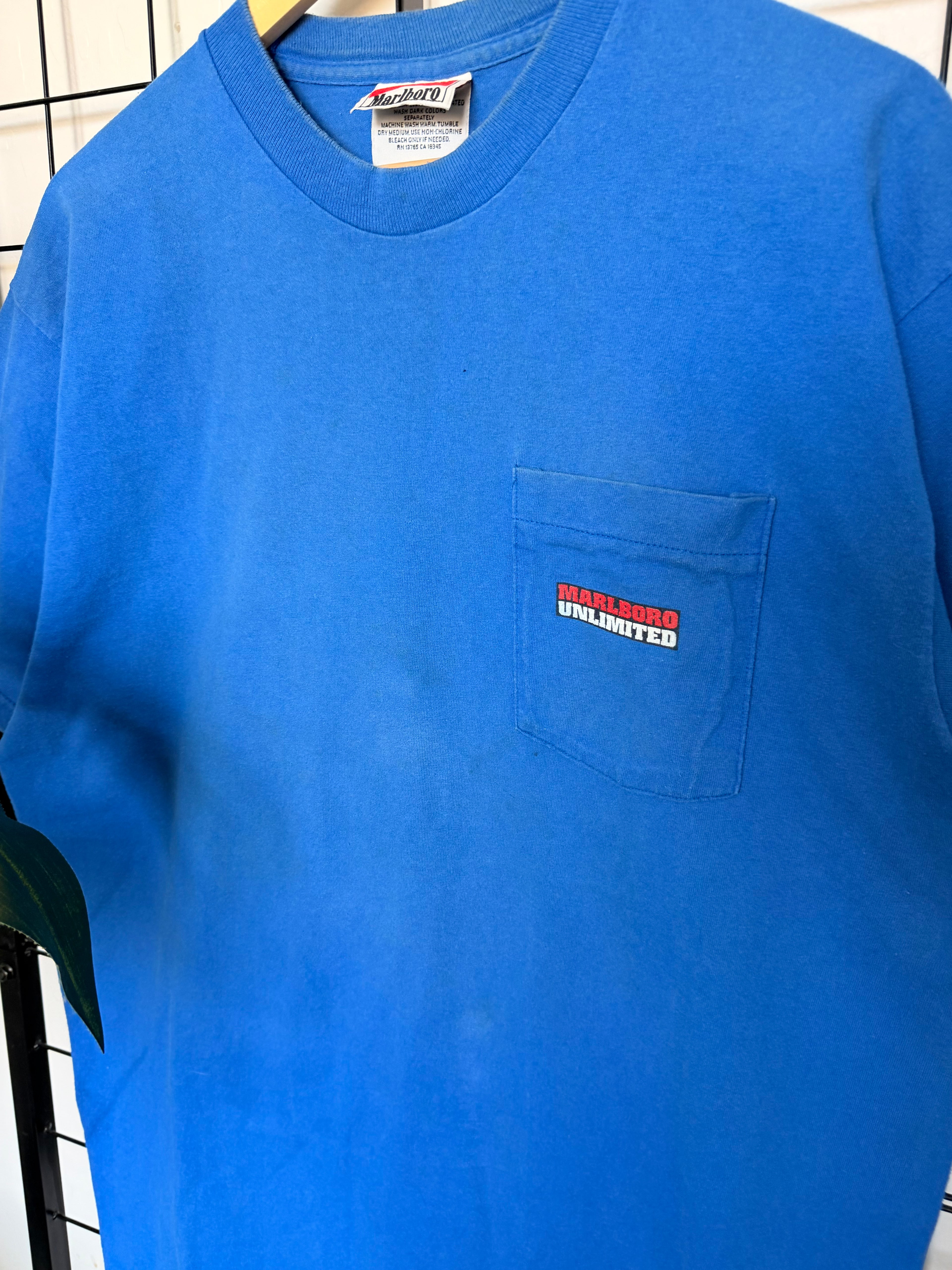 Marlboro Unlimited wolf blue pocket tee - L