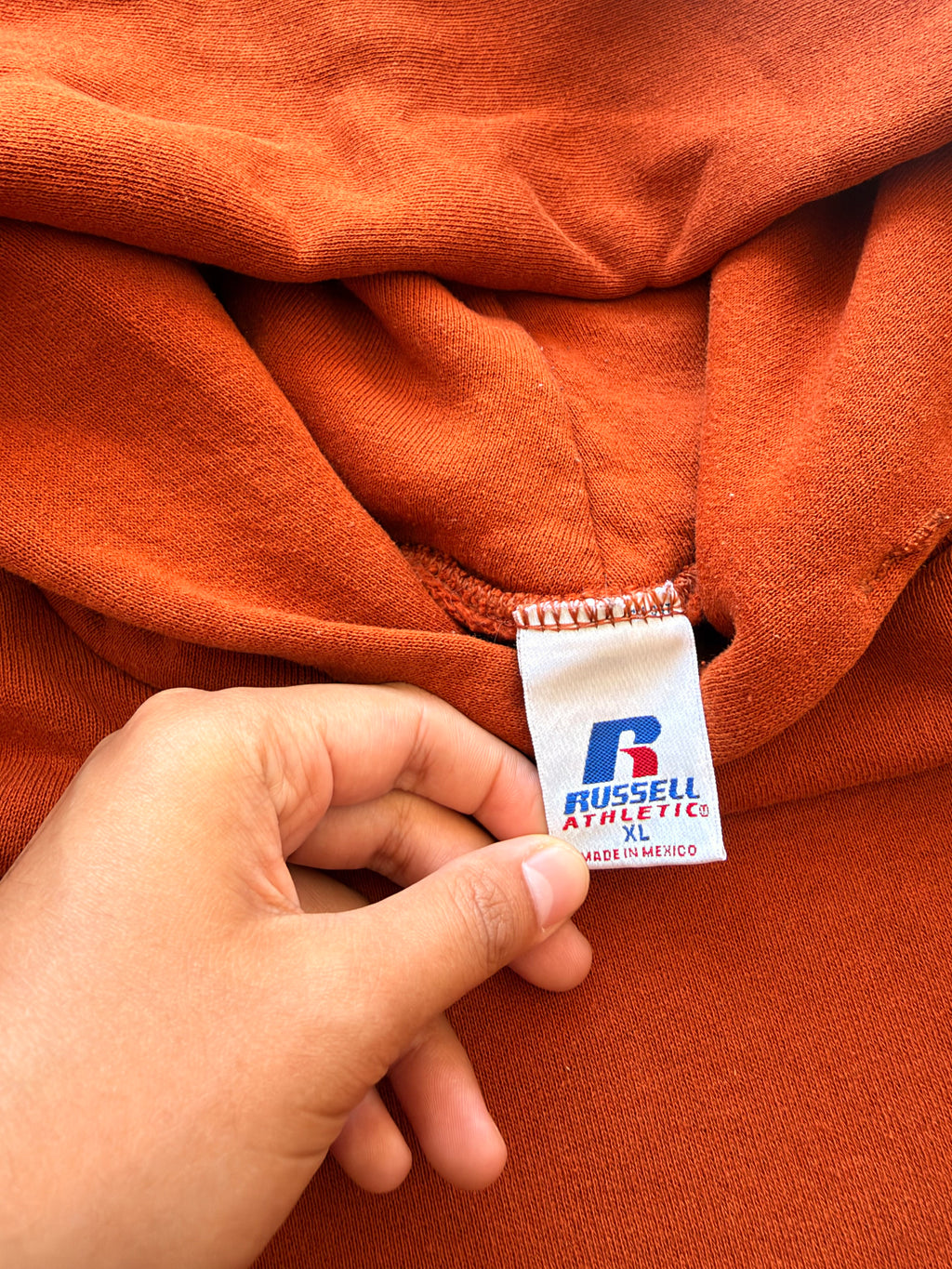 Russell burnt orange blank hoodie - XL