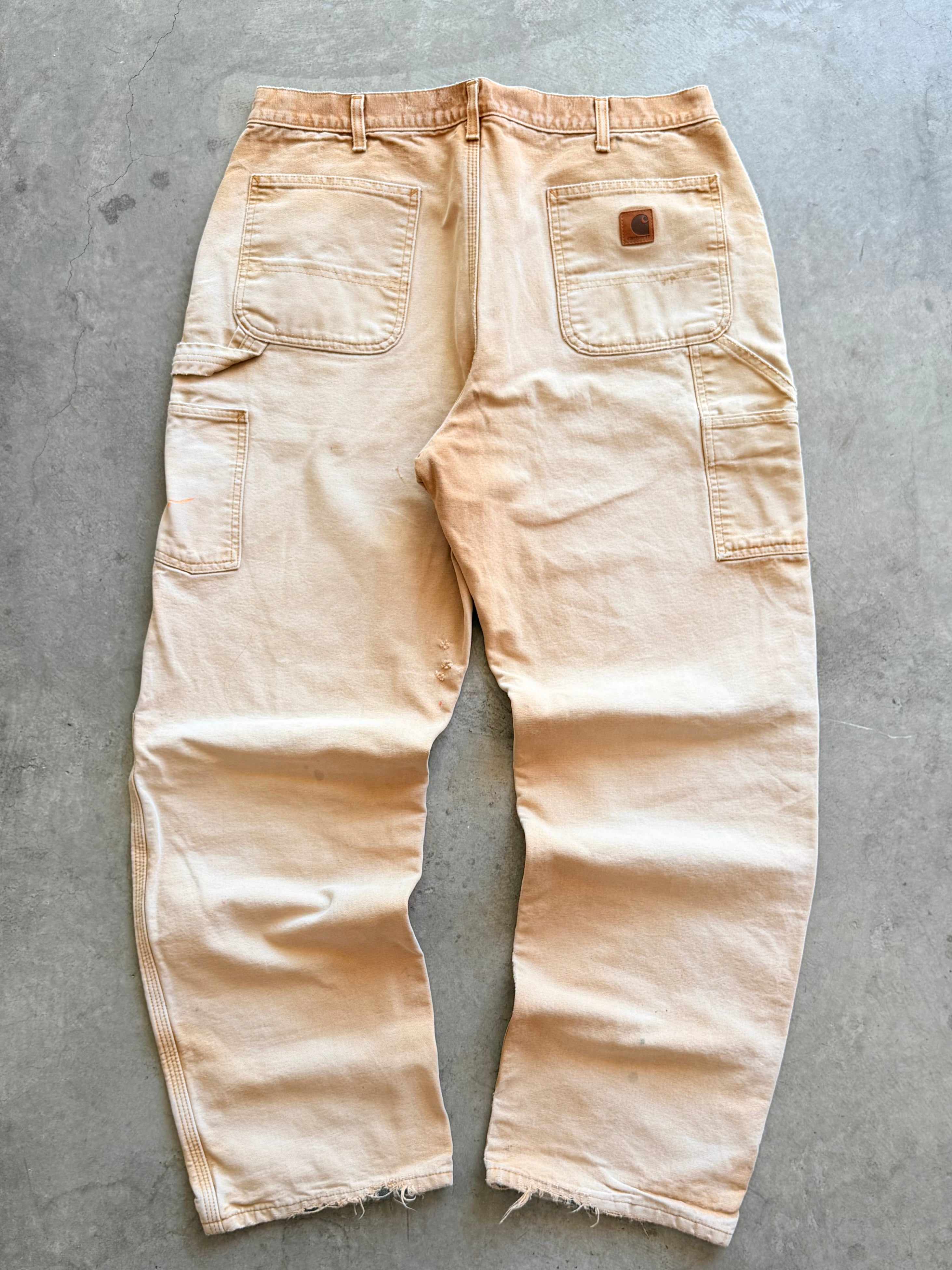 Carhartt tan flannel lined carpenter pants Sz 36