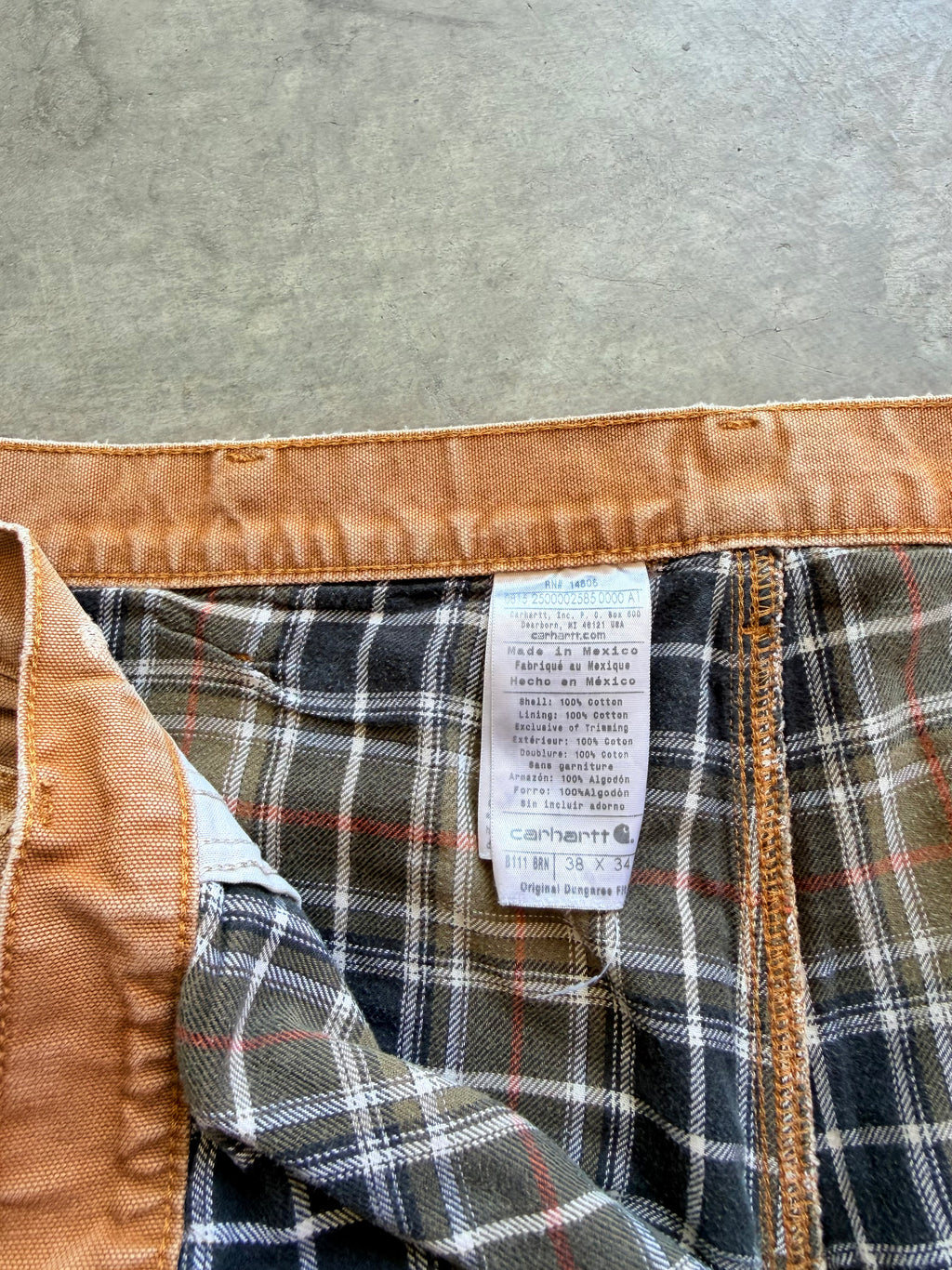 Carhartt tan flannel lined carpenter pants Sz 36