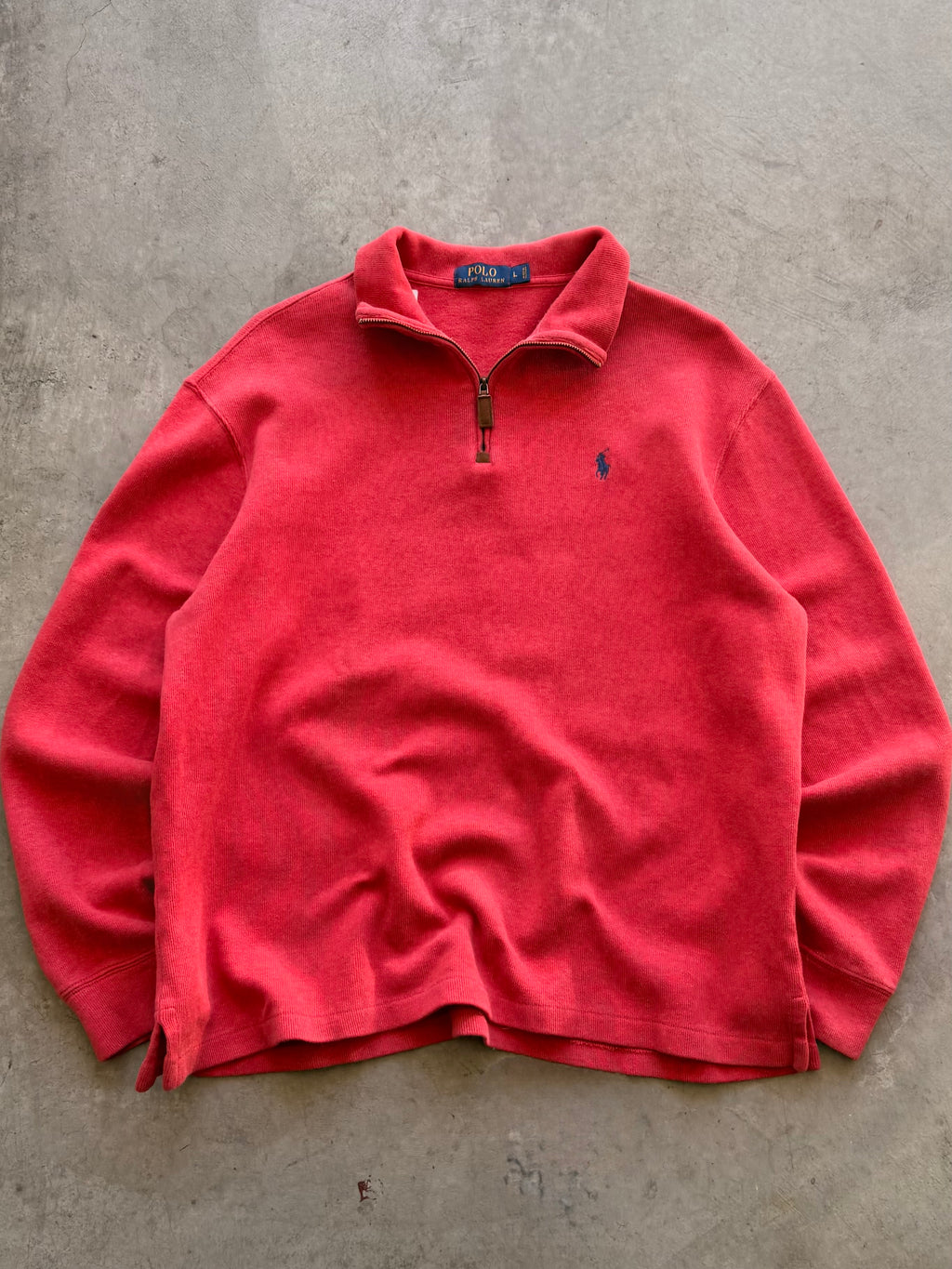 Red Polo quarter zip - L