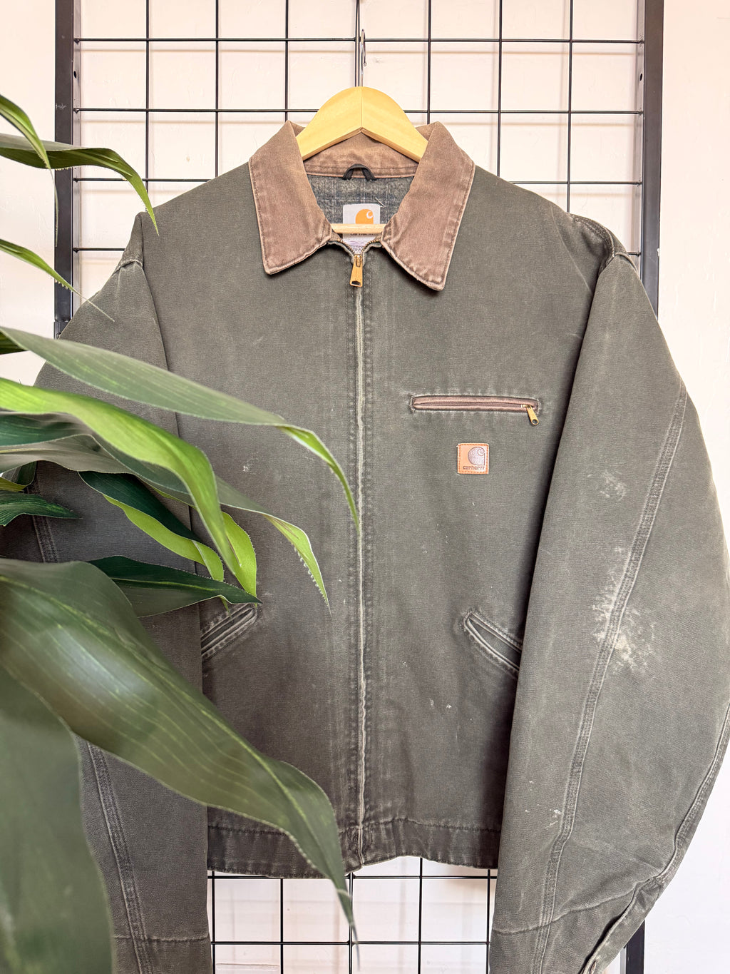 2003 J97 Carhartt Detroit moss green blanket lined jacket - 2XL