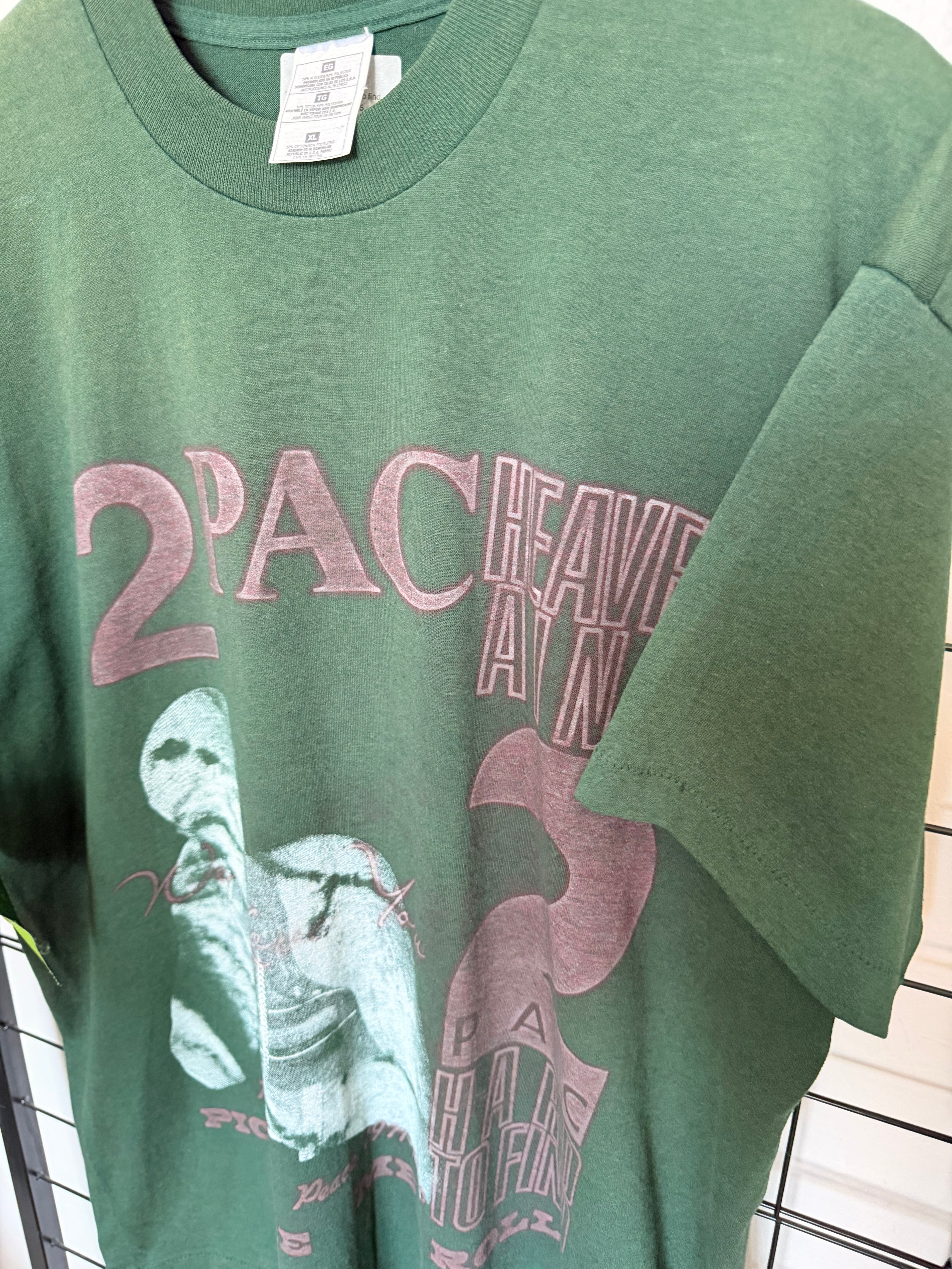 Tupac Heaven ain't hard to find heaven rap tee - L