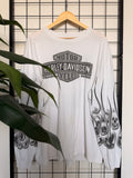 2014 Harley Davidson flame and skull long sleeve tee - XL