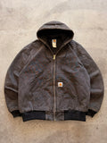 00s black faded hooded Carhartt jacket - XL