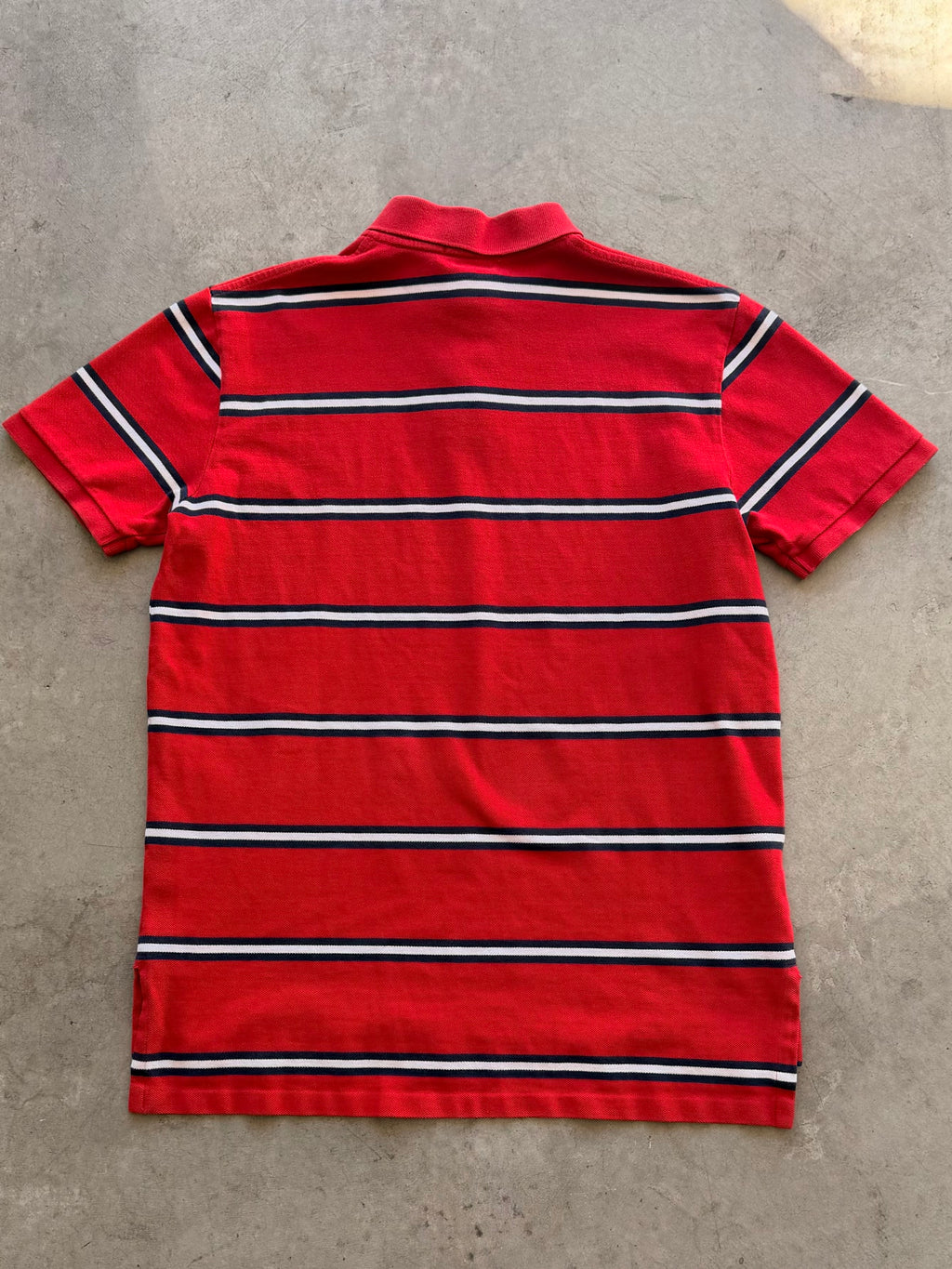 Red striped polo - M